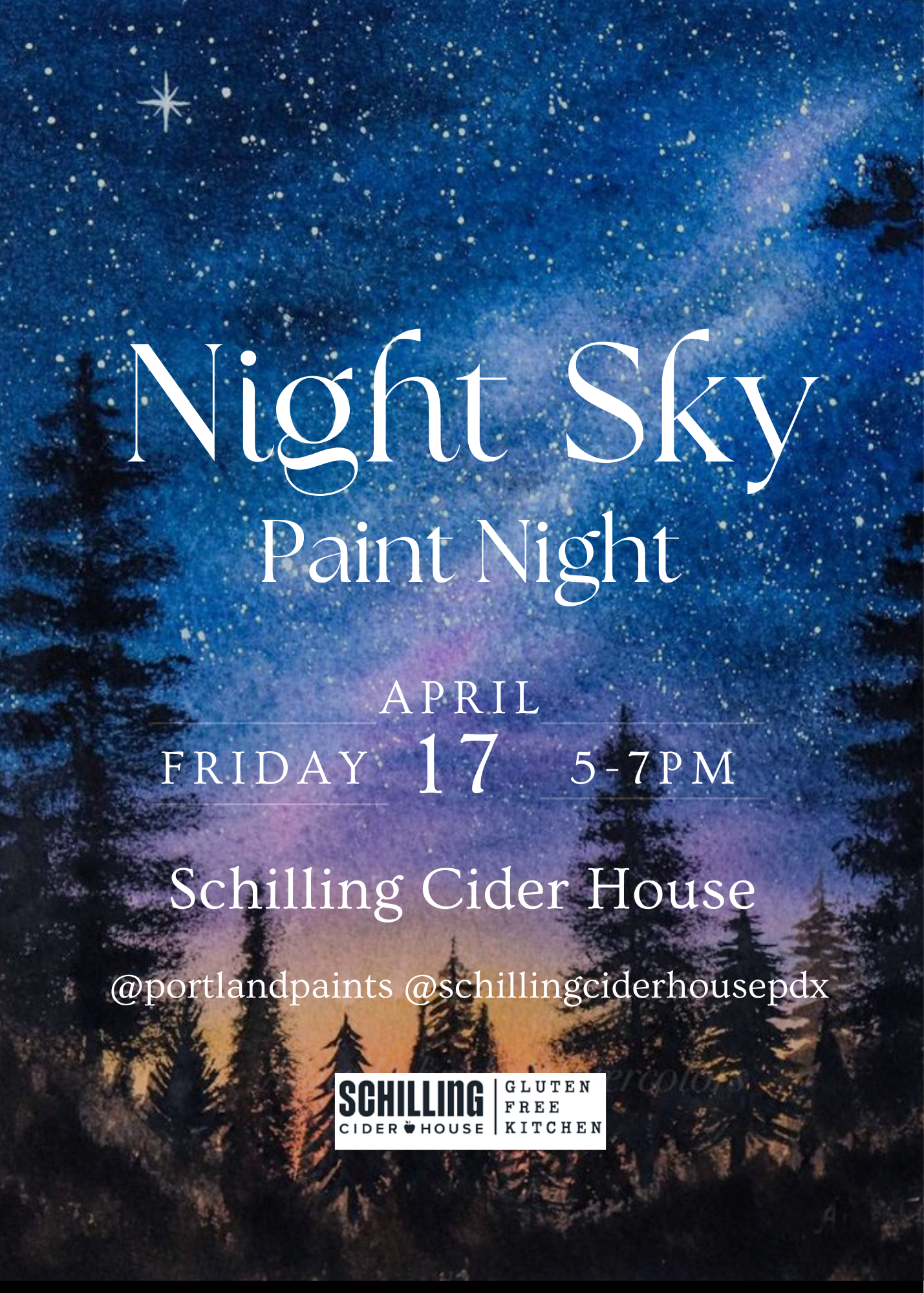 Night Sky Paint Night at Schilling Cider House PDX
