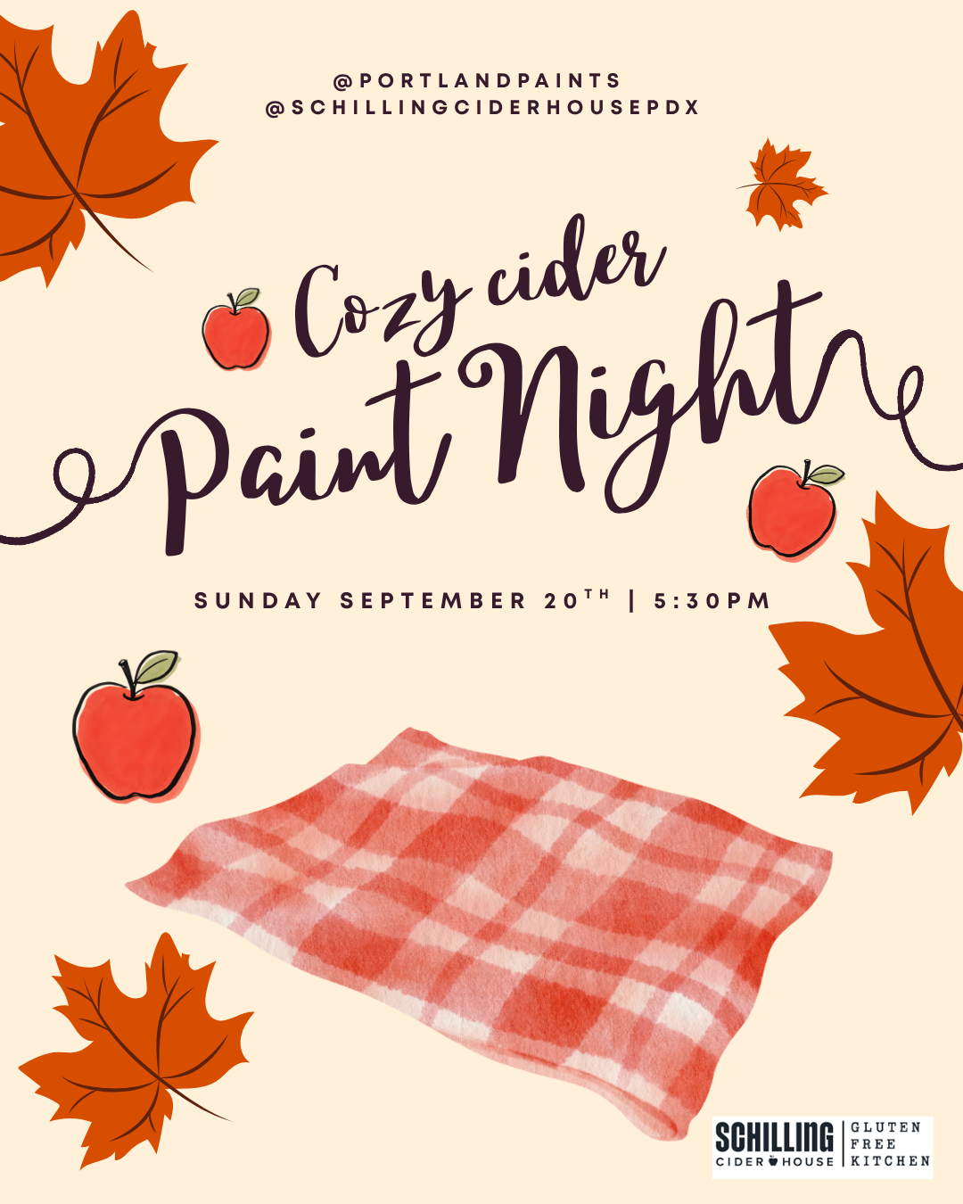 Cozy Cider Picnic Paint Night at Schilling Cider House PDX