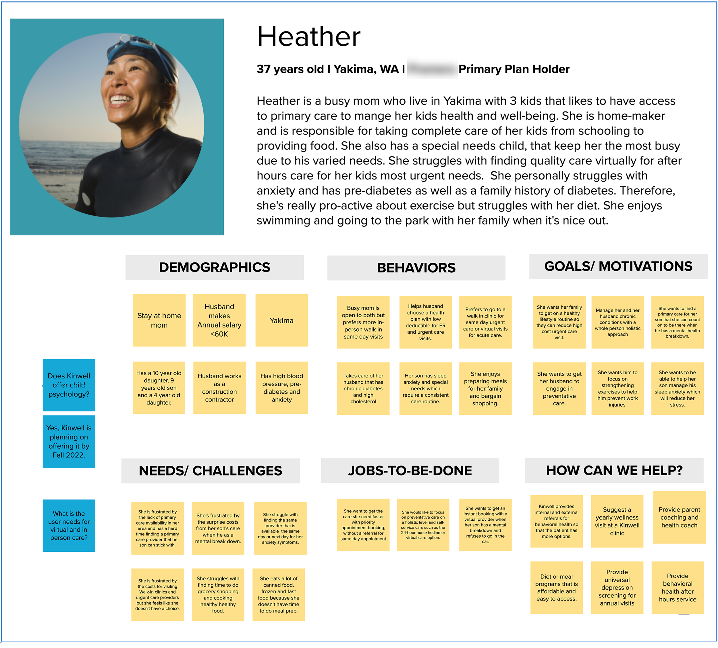 Heather is a home-maker with a special needs son and needs affordable access to high-quality care in Eastern Washington.