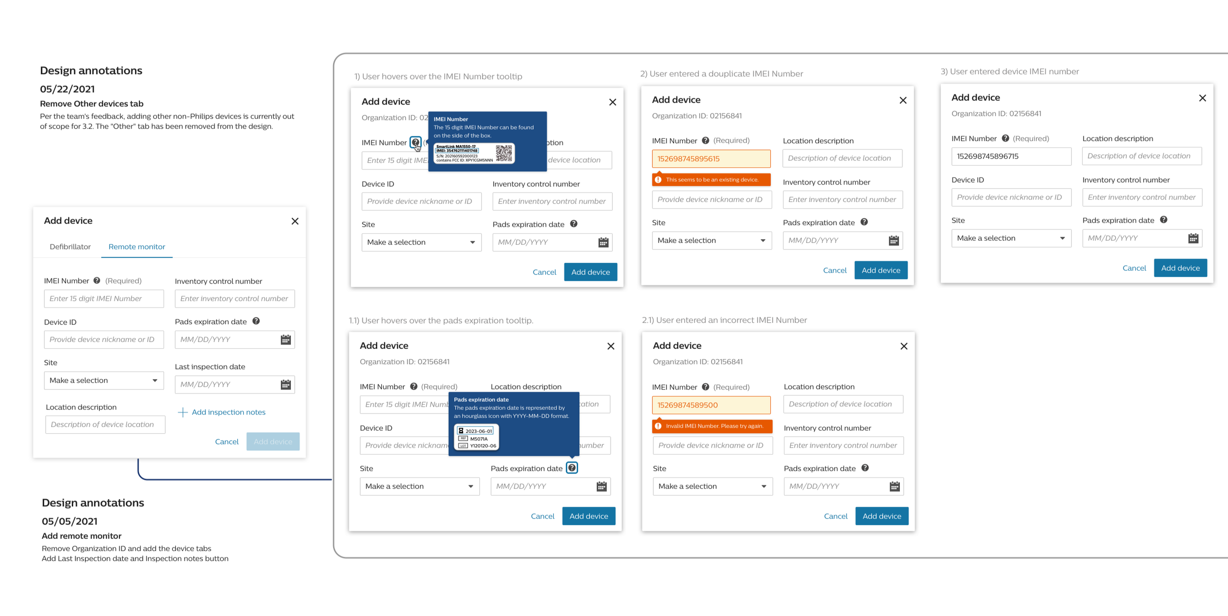 This is the initial concept design for adding a BLS device which the user is able to add a BLS device by entering the IMEI Number and device location information on the dashboard. 