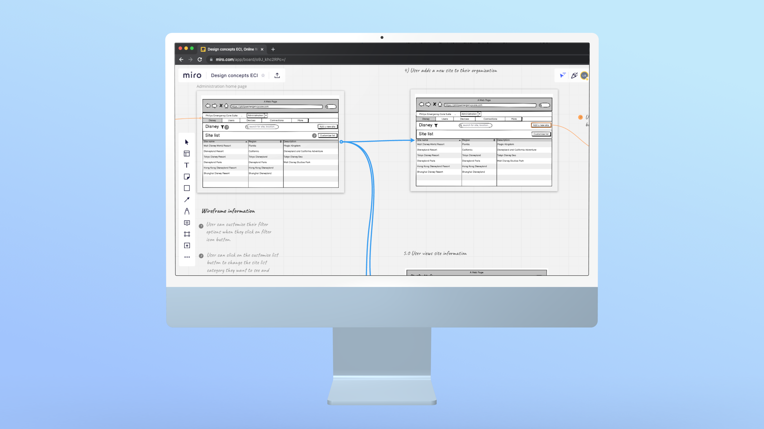 We created wireframe sketches to address the user pain point of  monitoring the status of their mixed fleet of AED devices, particularly those with cloud update capability. 