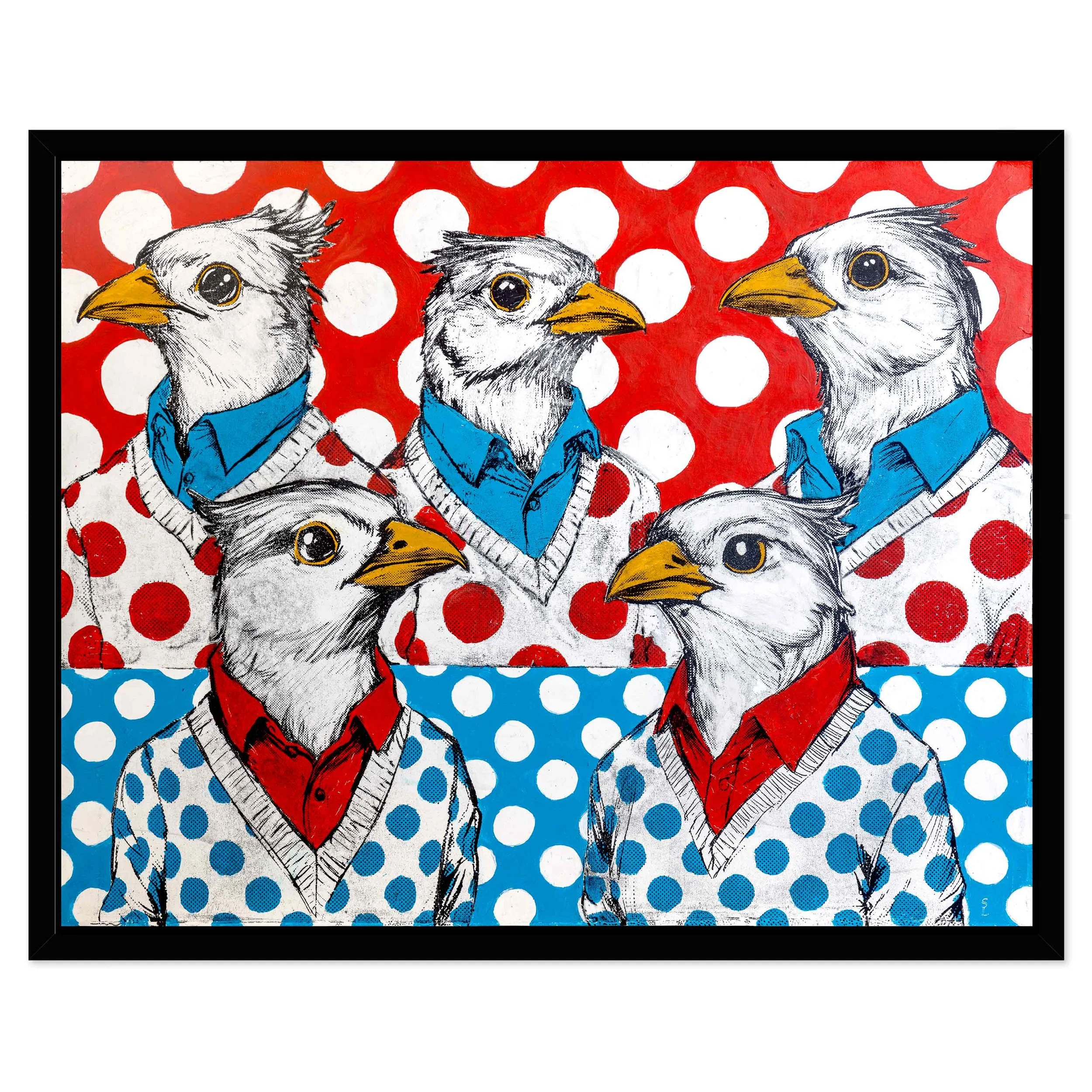 "The Polka Dot Flock". Large format monoprint.
