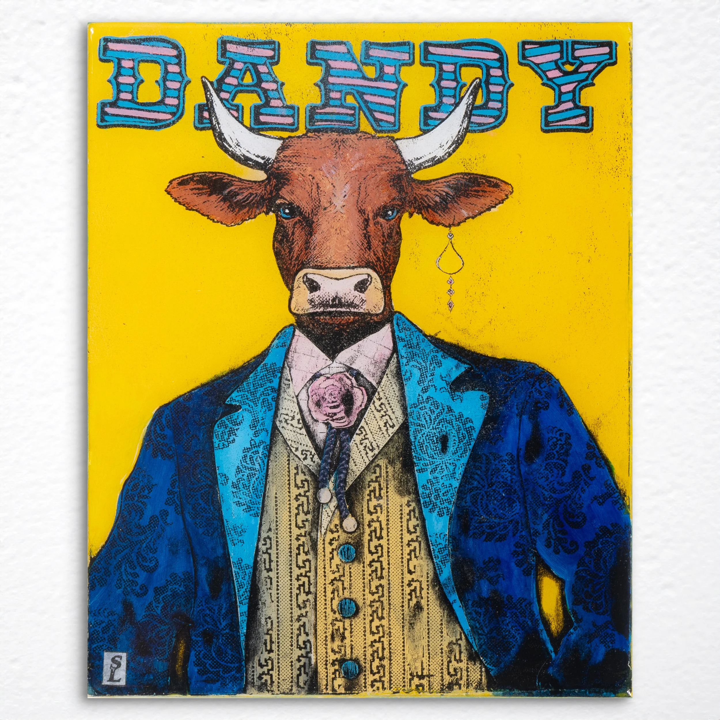 "Dandy". Mounted Collagraph-monoprint.