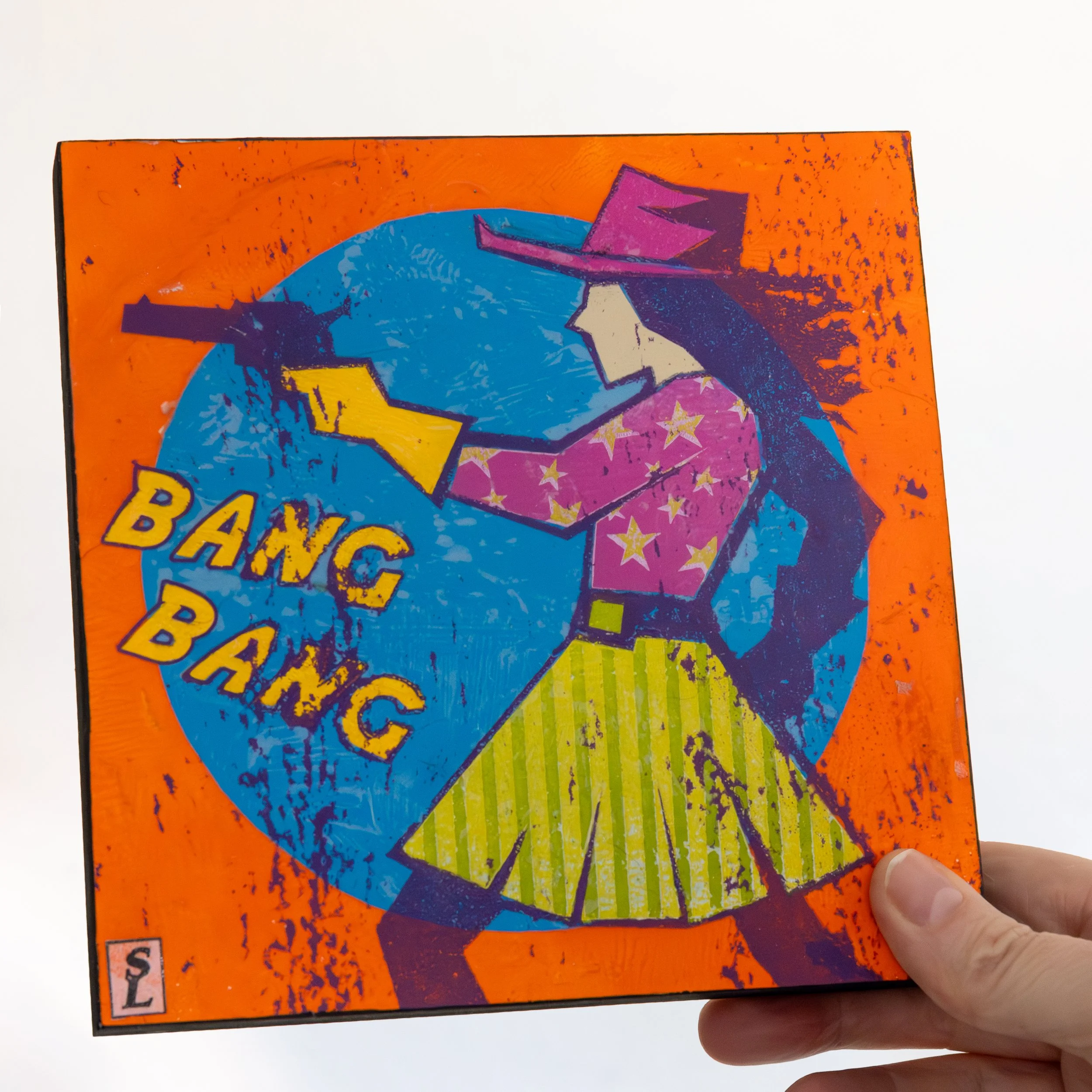 Bang Bang, Mixed Media on Board