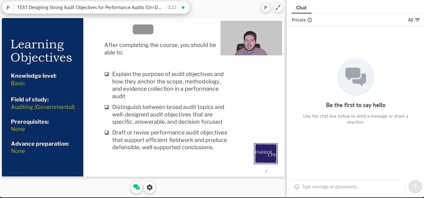 Parker CPE Government Auditor CPE Pass Webinar