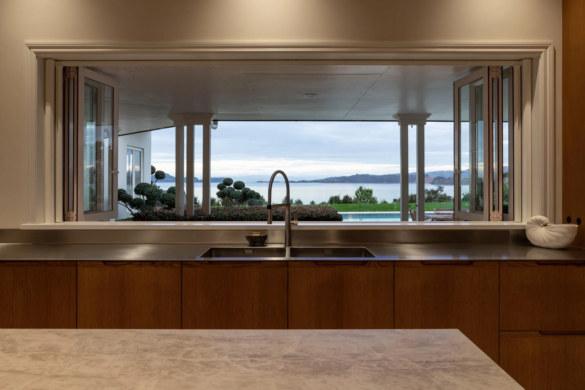 Kitchen Ocean Views Stainless Oak
