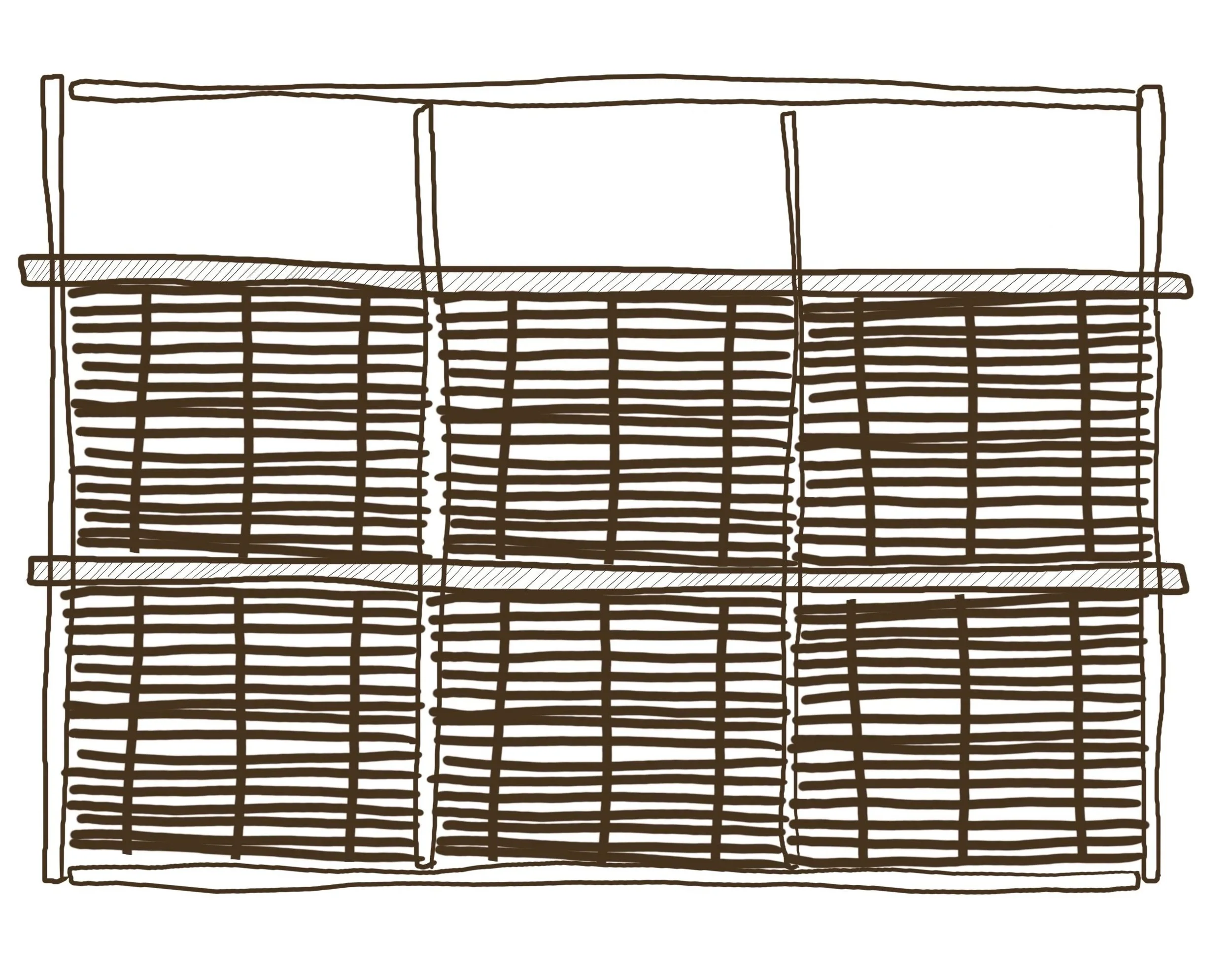 A sketch of reclaimed teak slatted pergola