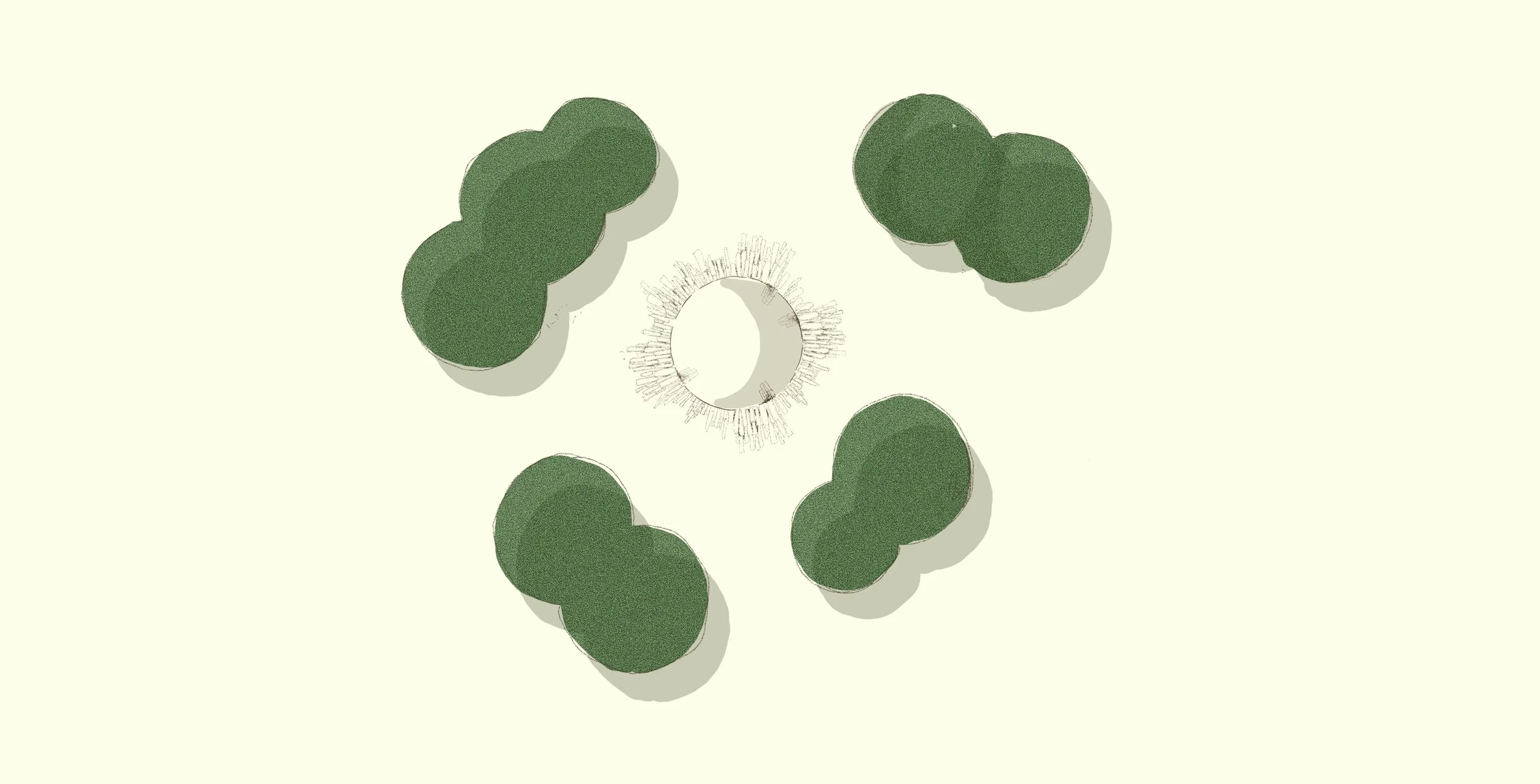 Central water feature drawing. 