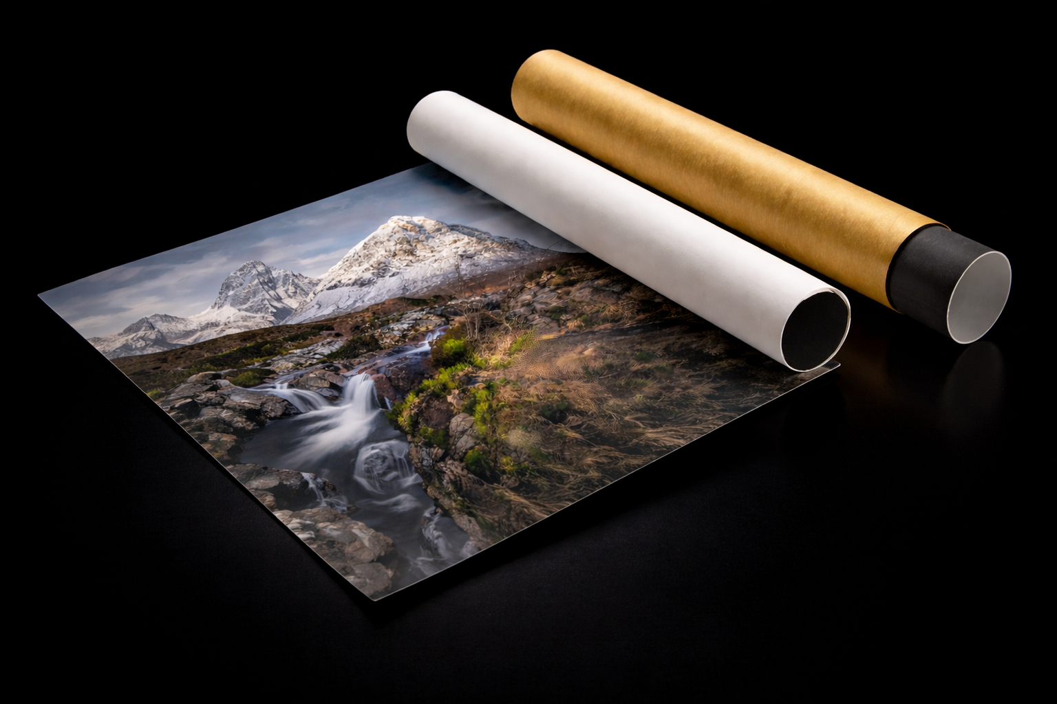 Rolled fine art landscape print by Yo Deschamps delivered in protective shipping tube.