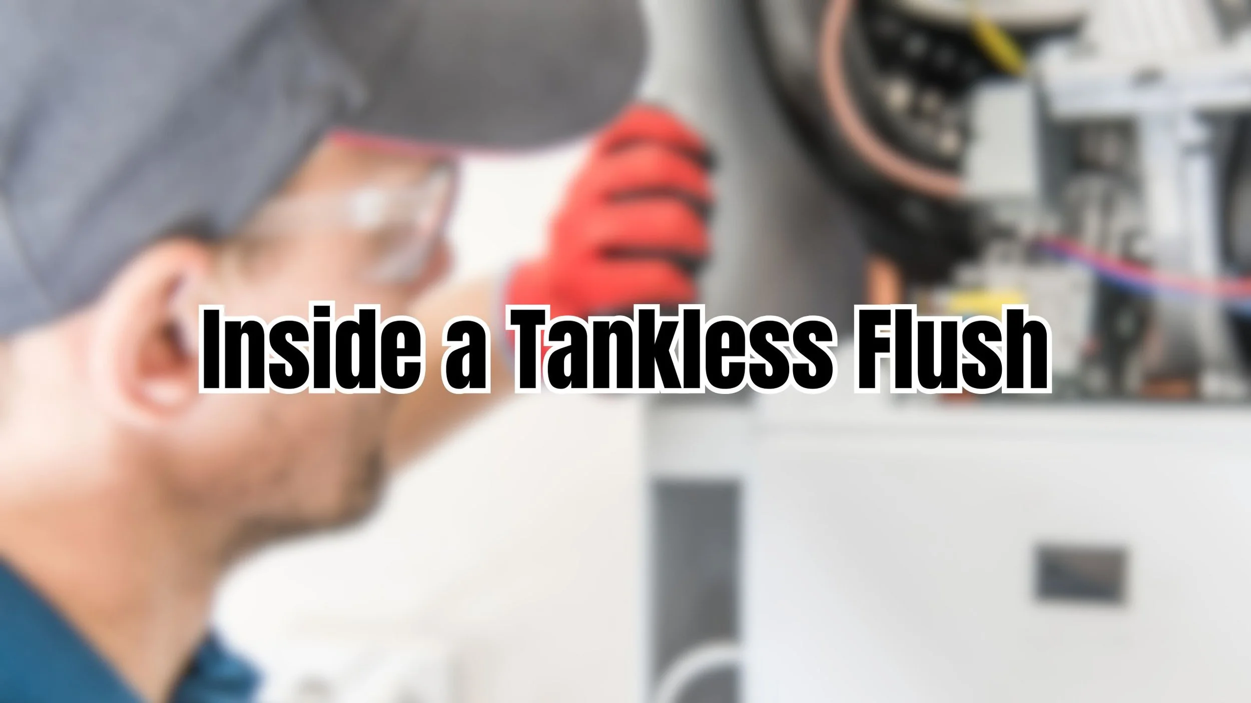Internal cleaning process of a tankless water heater during professional maintenance.