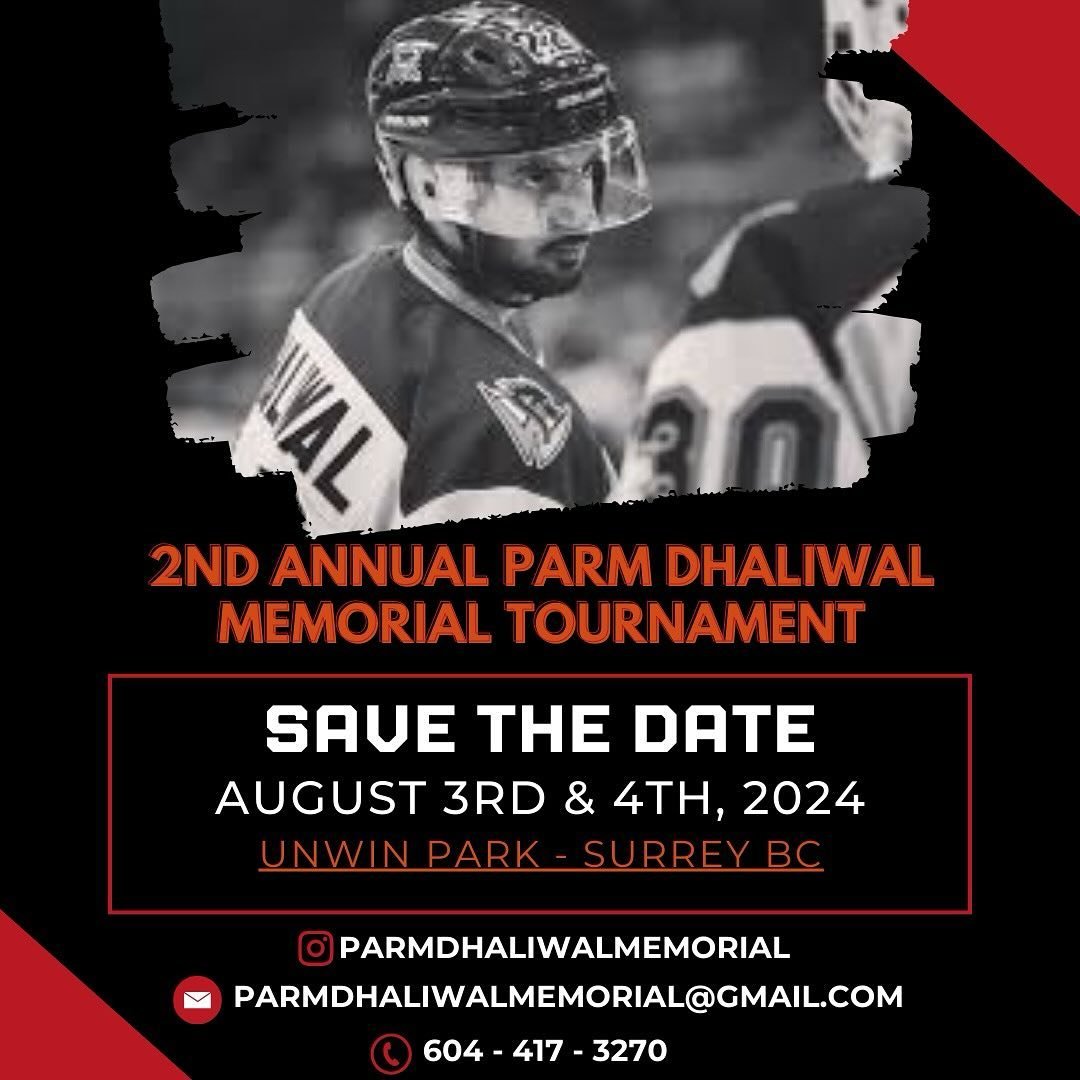 SAVE THE DATE for the 2nd annual Parm Dhaliwal Memorial Tournament! We look forward to seeing you all again this year for another remarkable weekend celebrating Parm. REGISTER using the link in our bio or visit our website to register. Please contact