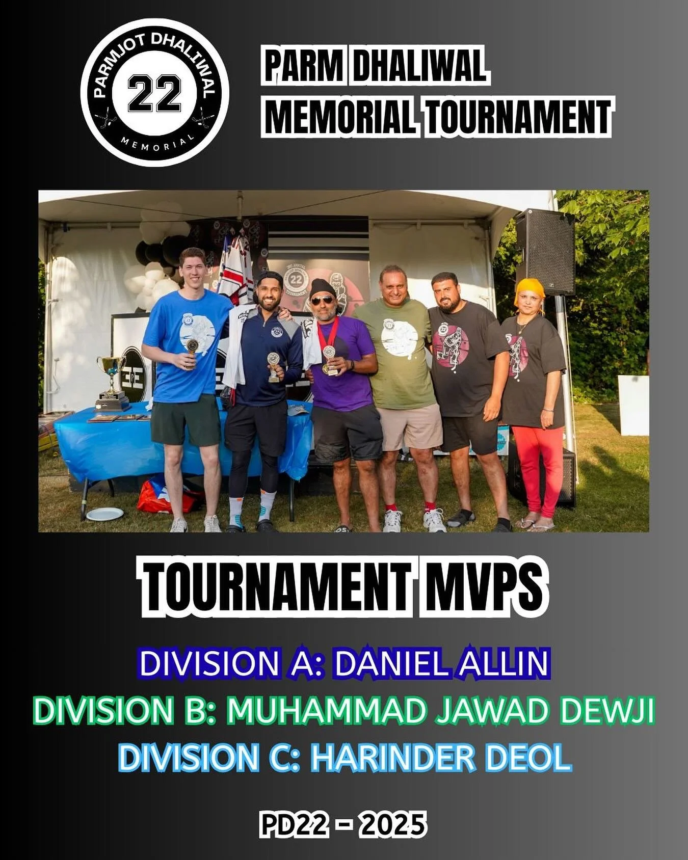 Recognizing Excellence at PD22 Memorial 🔥
&bull; The Parm Dhaliwal Memorial Tournament celebrated not just competition, but character and performance under pressure truly honouring Parm!
&bull;
🏅 Division A MVP &ndash; Daniel Allin - Kings 🏅 Divis