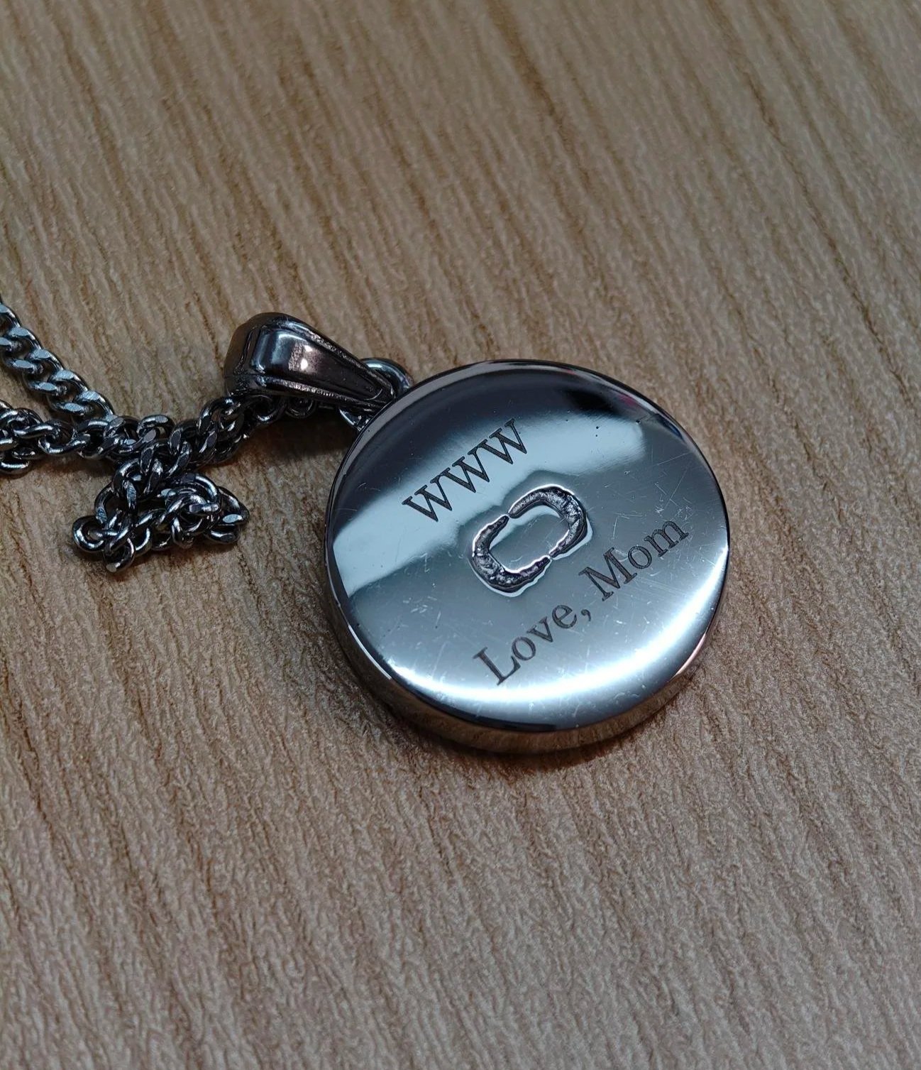 Engraved stainless steel St. Christopher pendant