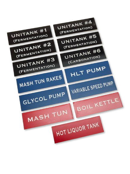 Panel labels for brewing facility