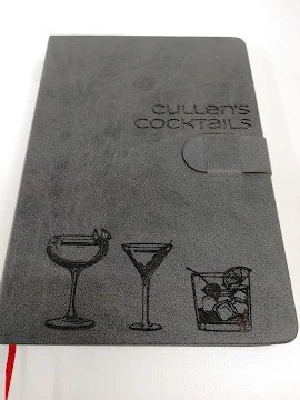 laser engraved black leather journal