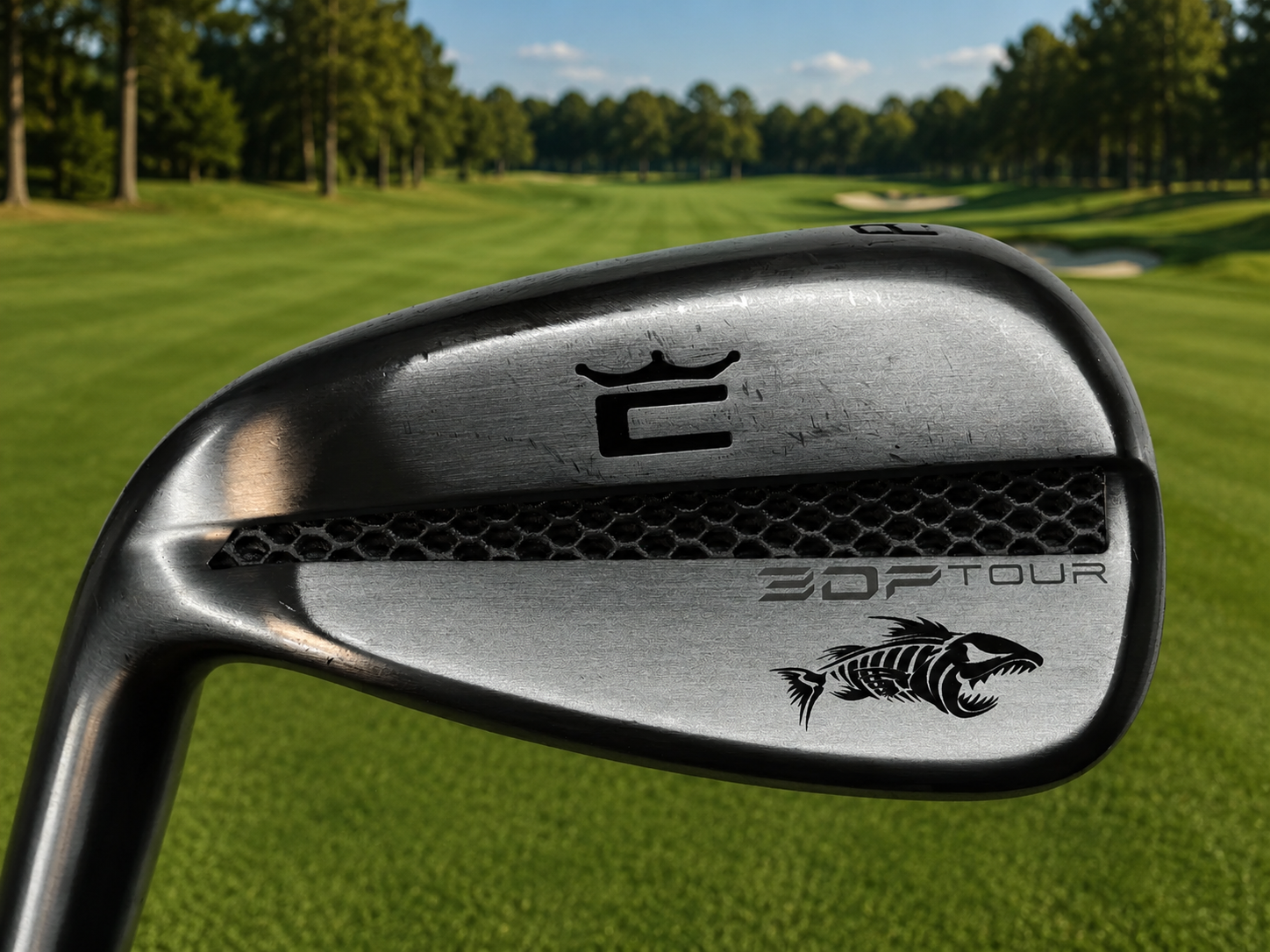 laser engraved personalized logo on back of golf club wedge