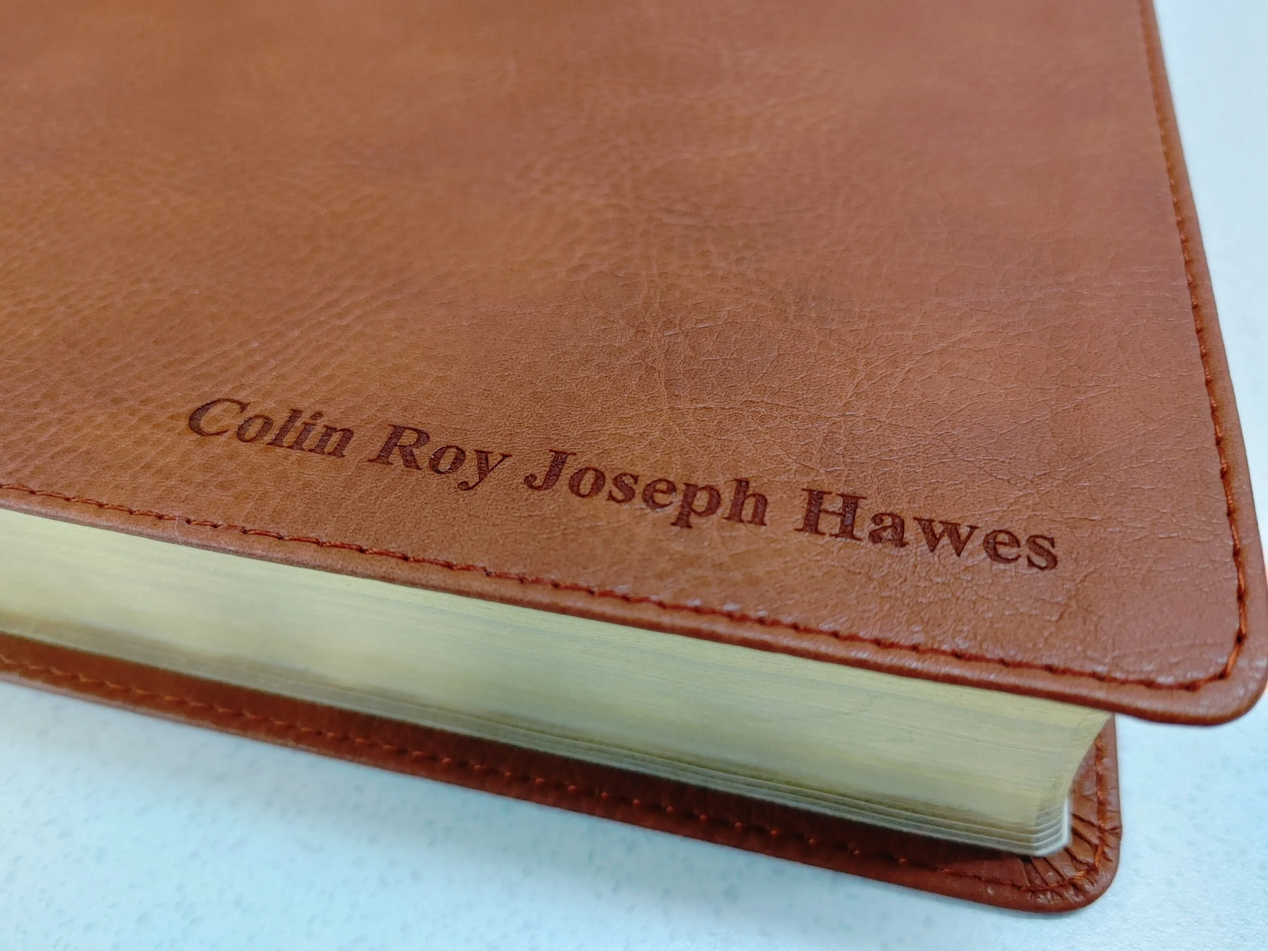 Leather bible engraving