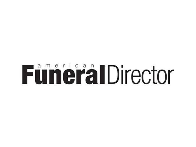 The words "American Funeral Director" on a white background