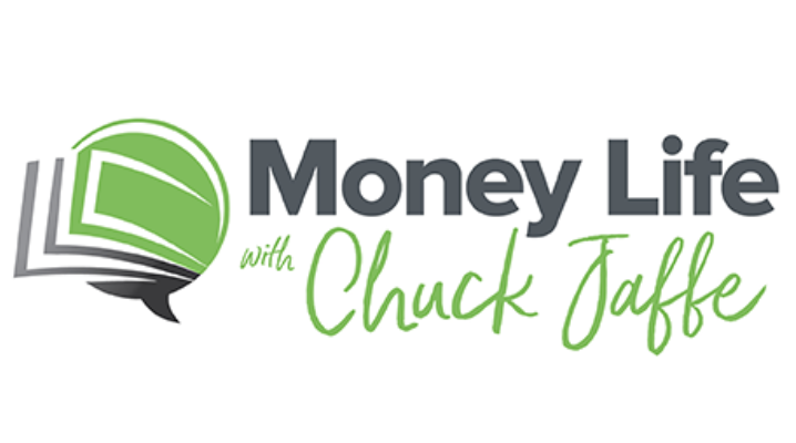 The green and gray logo for the podcast Money Life with Chuck Jaffe