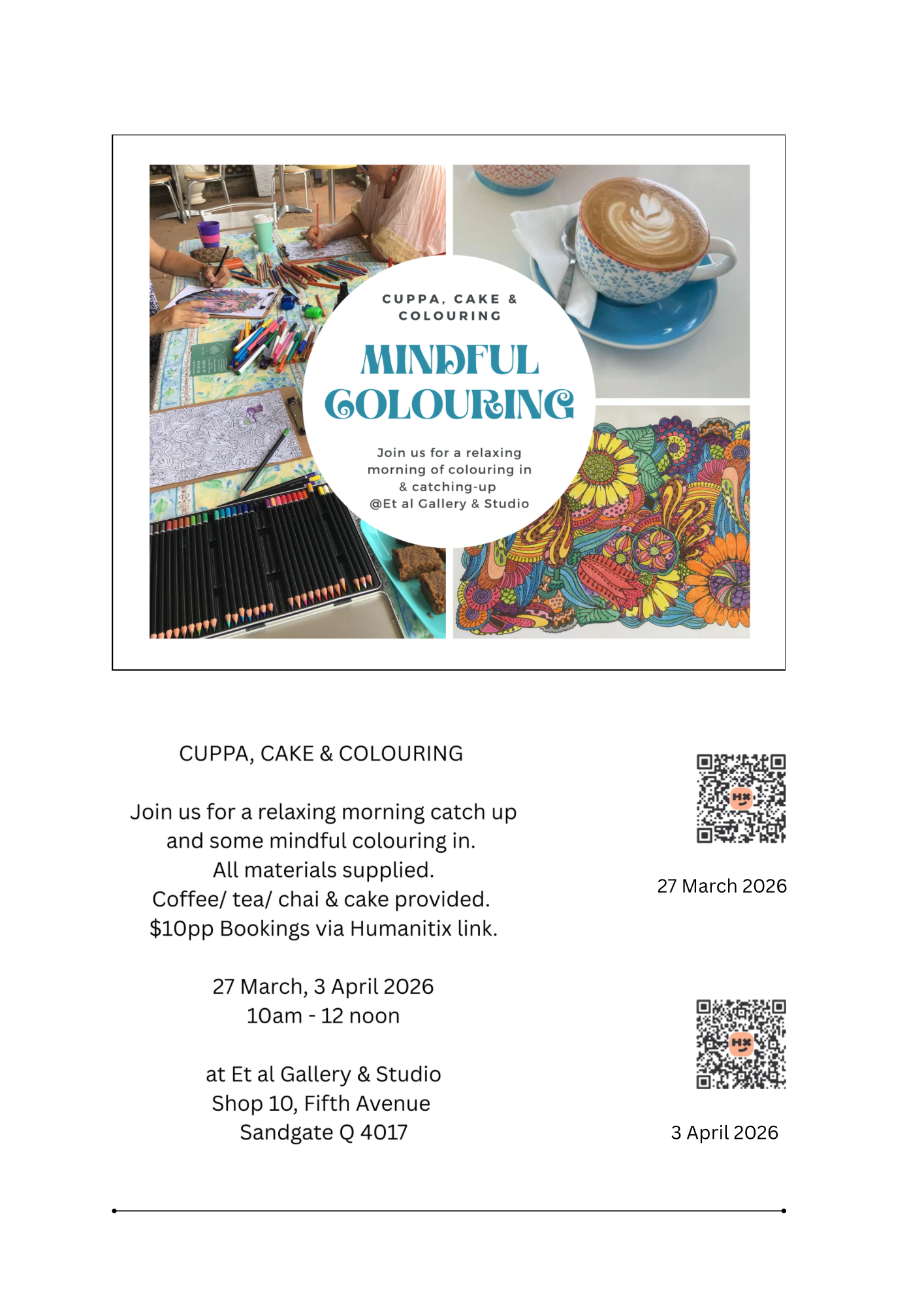 Cuppa, Cake and Colouring