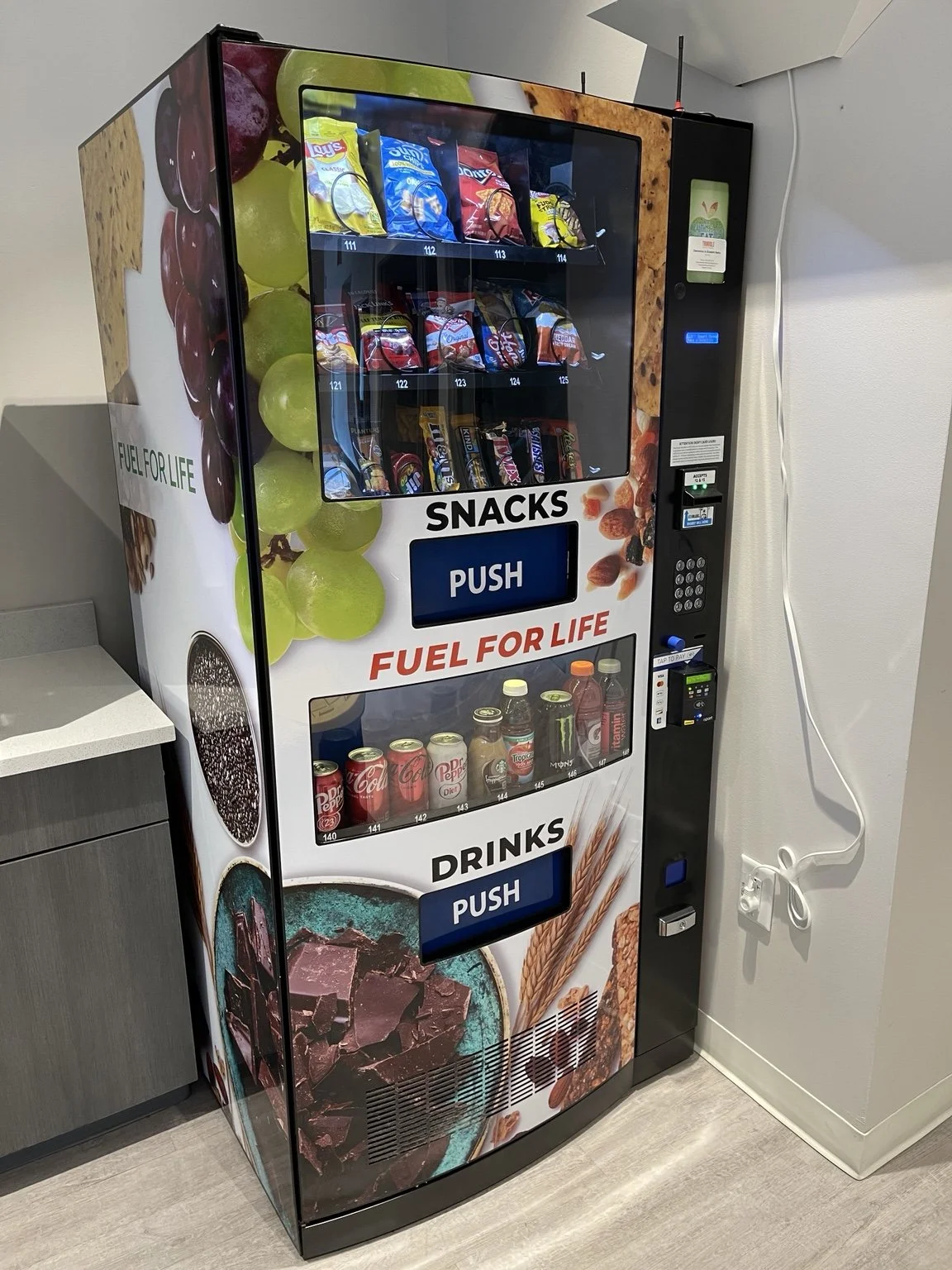 Snack and drink vending machine placed in a Morrisville NC workplace by Triangle Healthy Vending.