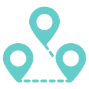 Icon of four location pins connected by a dotted line