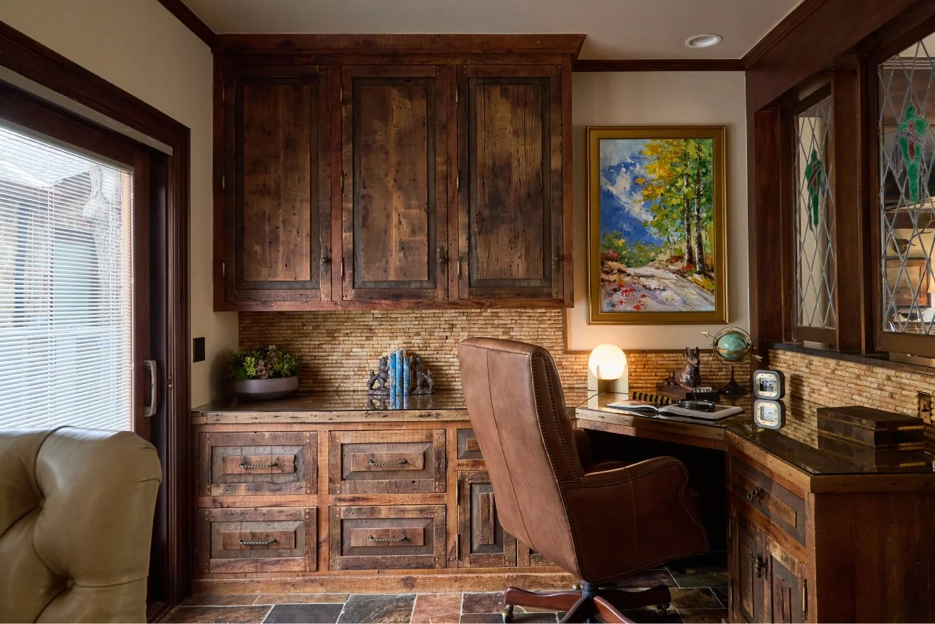Rustic desk, hooker desk chair, reclaimed wood