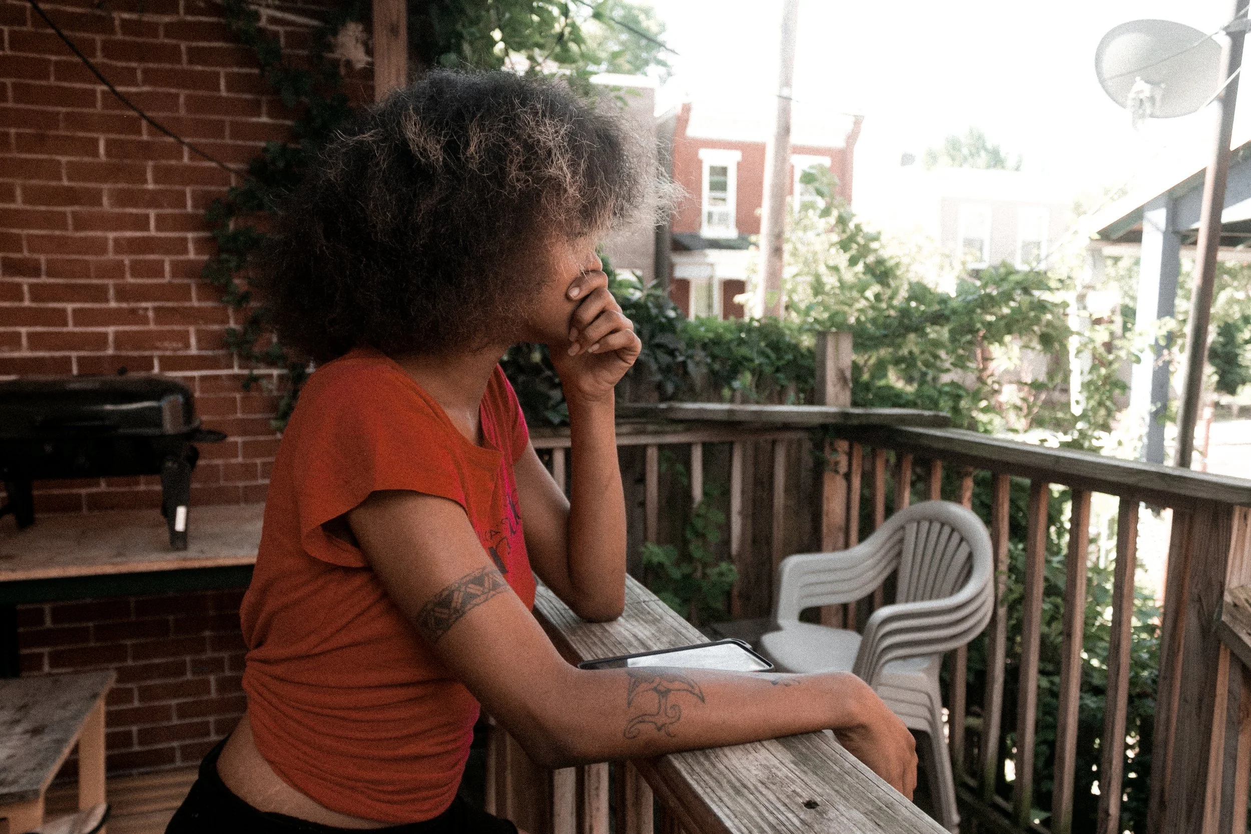 Getting fresh air, taking in the view, meditating.