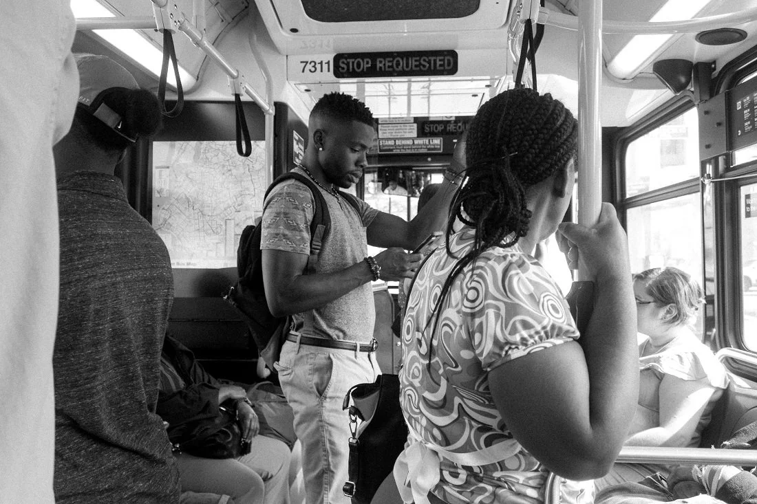 Commuting on the bus to the MTA.