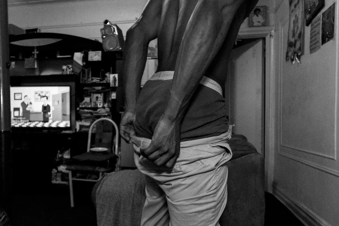 Getting dressed for the day.