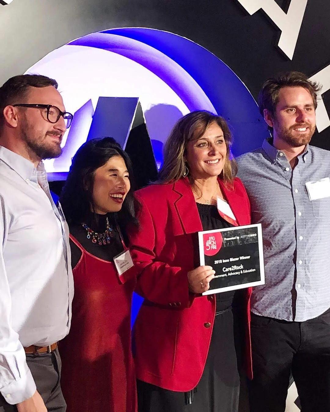 Jennie with CEO and Team of Care2Rock, Austin, TX, Oct. 12th, 2018