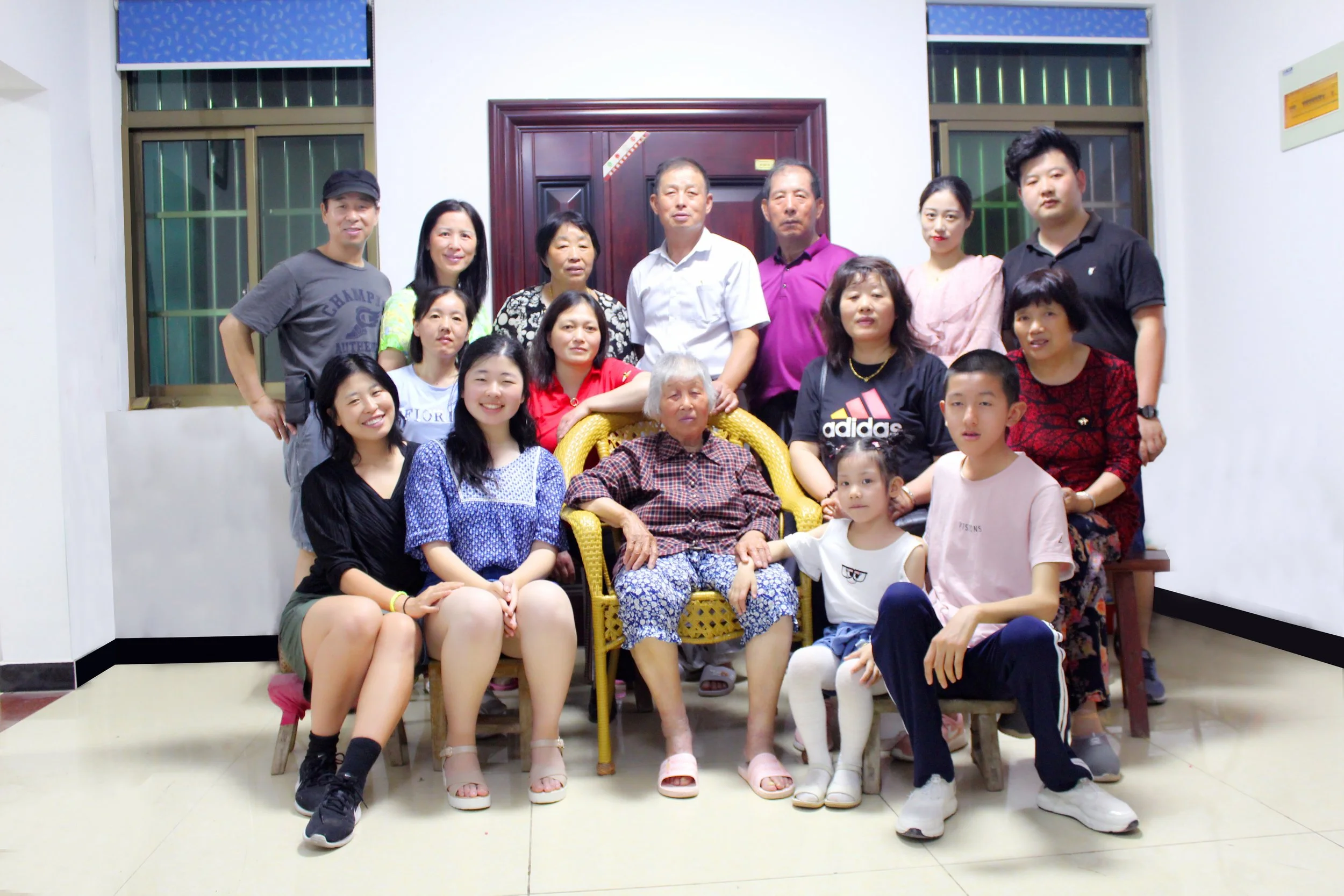 Jennie with family visiting grandma and relatives, Nangtong, China, 2019
