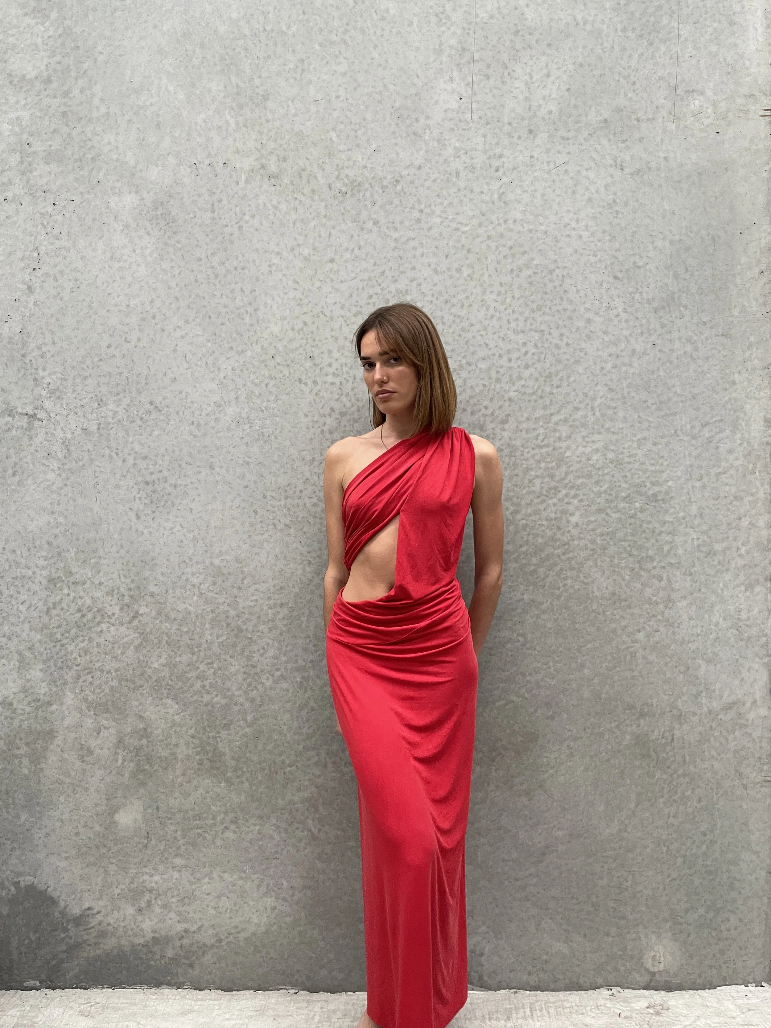 Solstice Cupro Maxi in Cherry Red