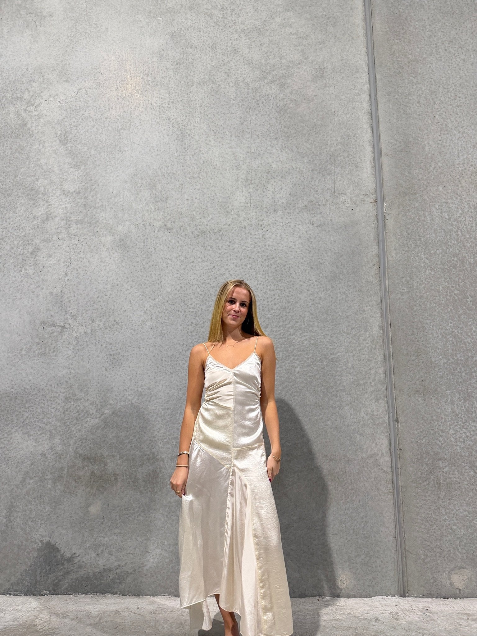 Ance Studios Ruched Panelled Satin Midi