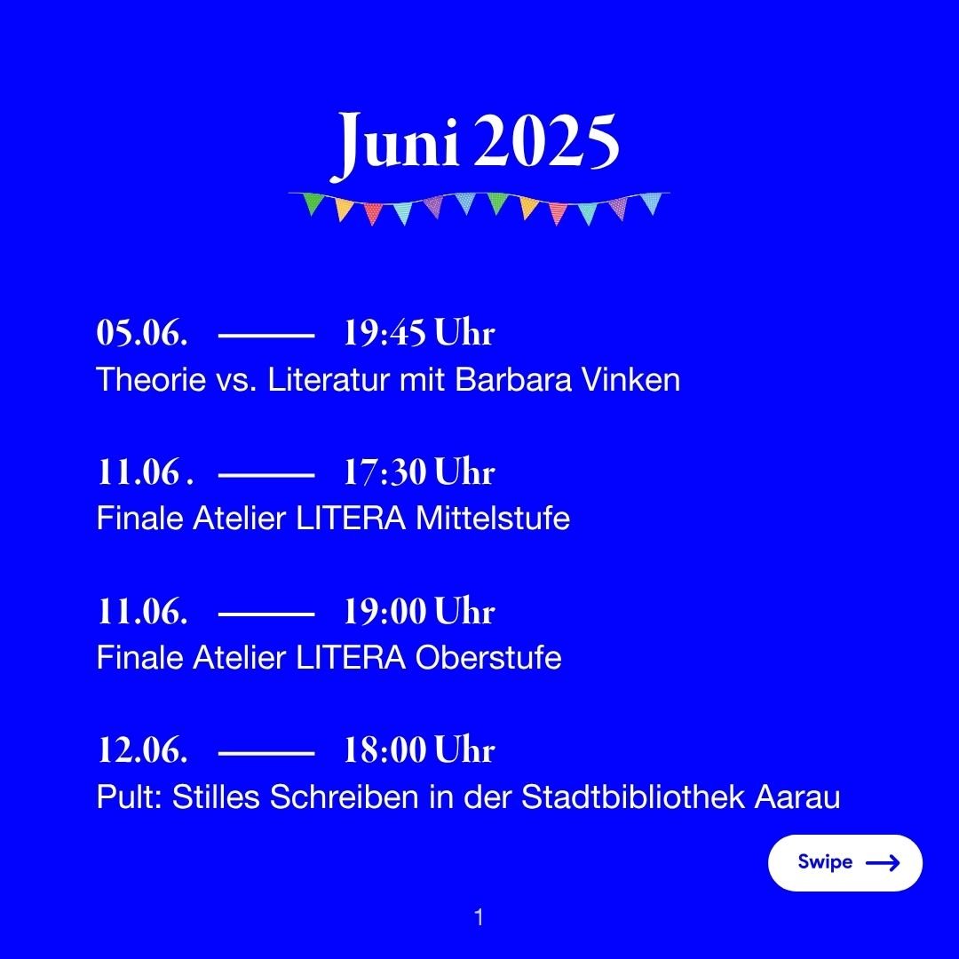 Juni im Aargauer Literaturhaus ☀️🌿

Inspiration, Austausch, Literatur pur - sei dabei!

Weitere Infos zu diesen und kommenden Veranstaltungen findest du auf unserer Website &ndash; Link in Bio!

#kulturerleben #lenzburg #aargauerliteraturhaus