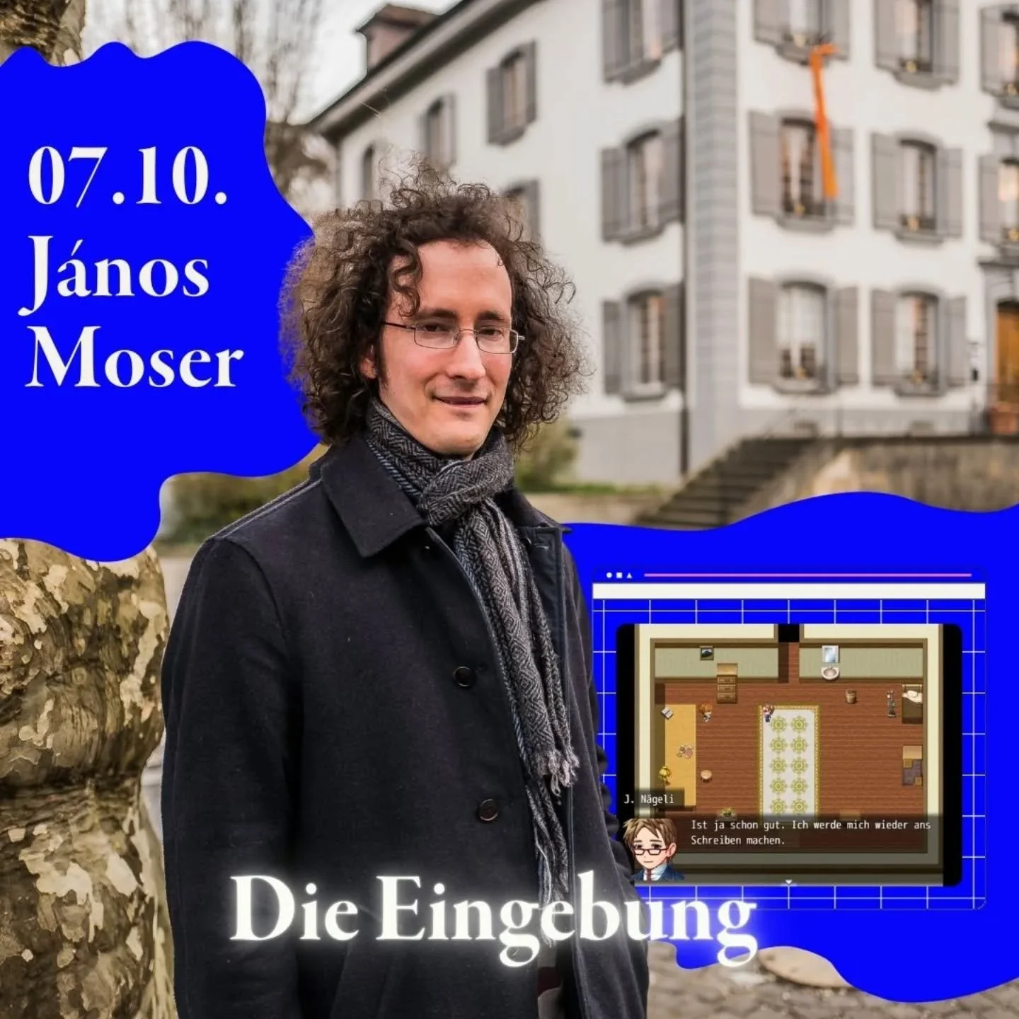 Nach vier B&uuml;chern (j&uuml;ngst &laquo;Der Leopardenmeister&raquo; bei Caracol) hat sich der Aarauer Autor J&aacute;nos Moser dem digitalen Schreiben zugewandt: Seit Herbst 2023 l&auml;uft das Blogprojekt &laquo;Die Eingebung&raquo;, das mit eine