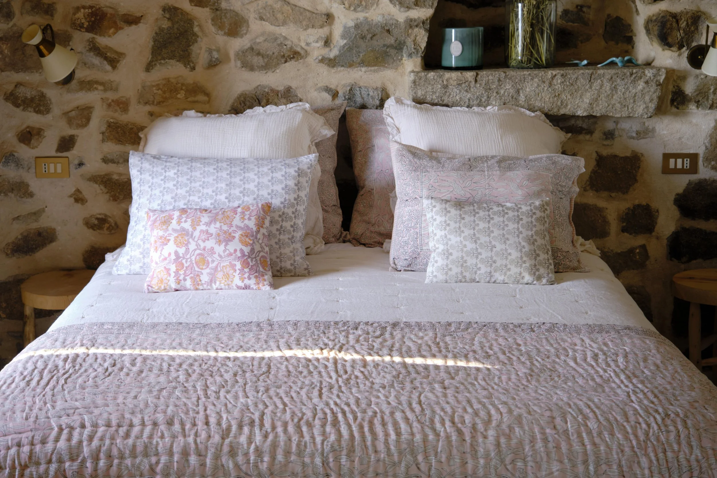 Courtepointe Uccelli Rosa