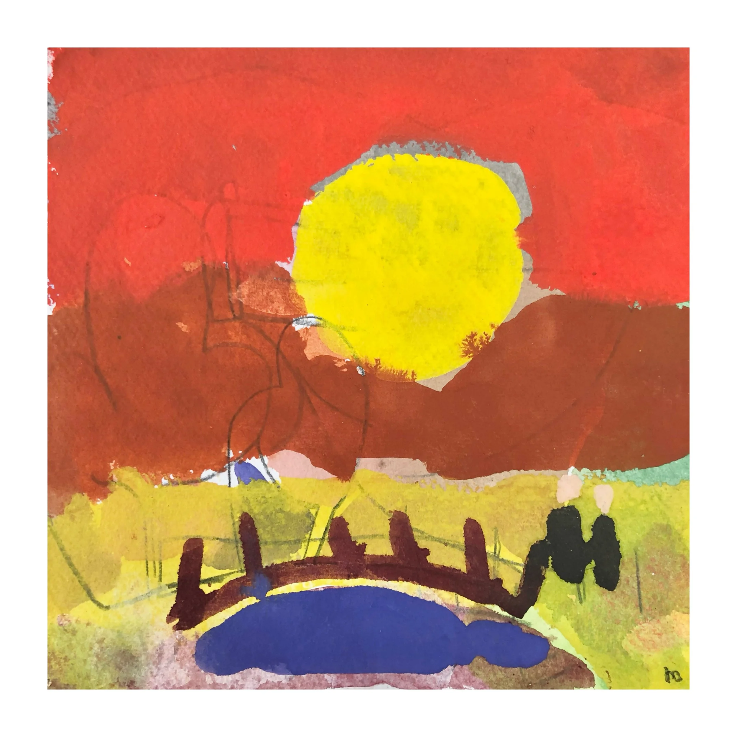 Meadows, Lewell Mill. Gouache on paper, 18 x18 cm, £600