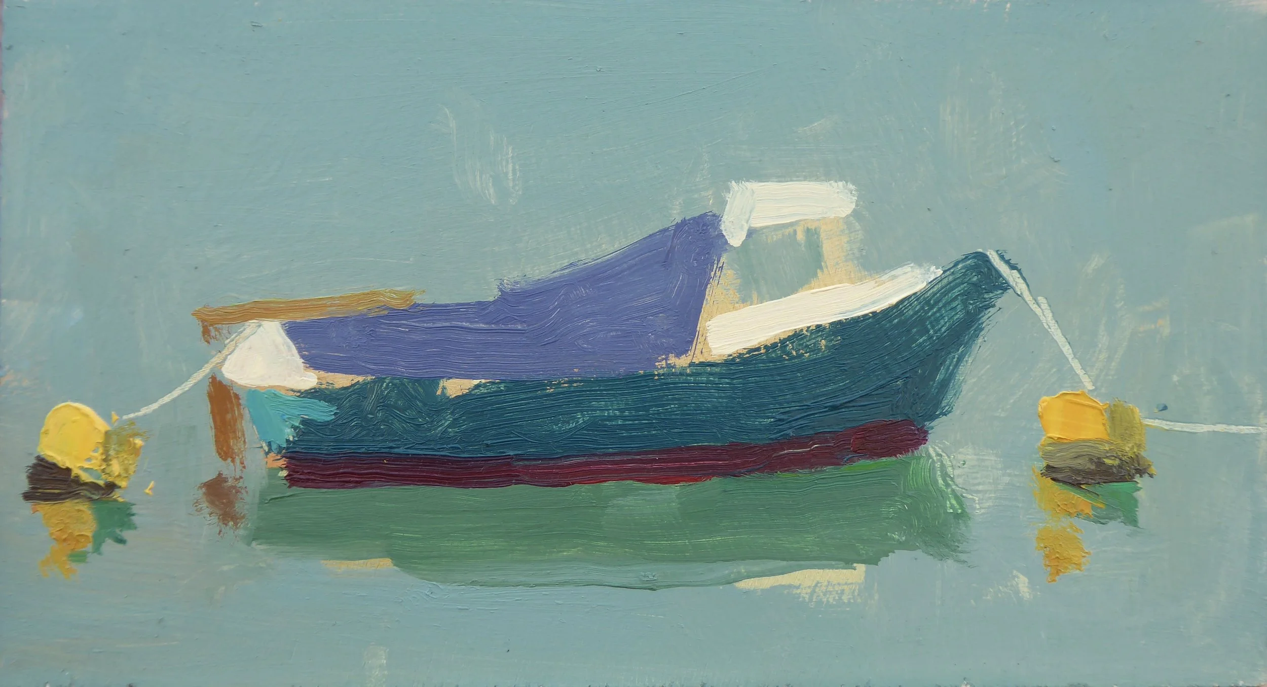 Alex Cree. Boat with Two Yellow Buoys
