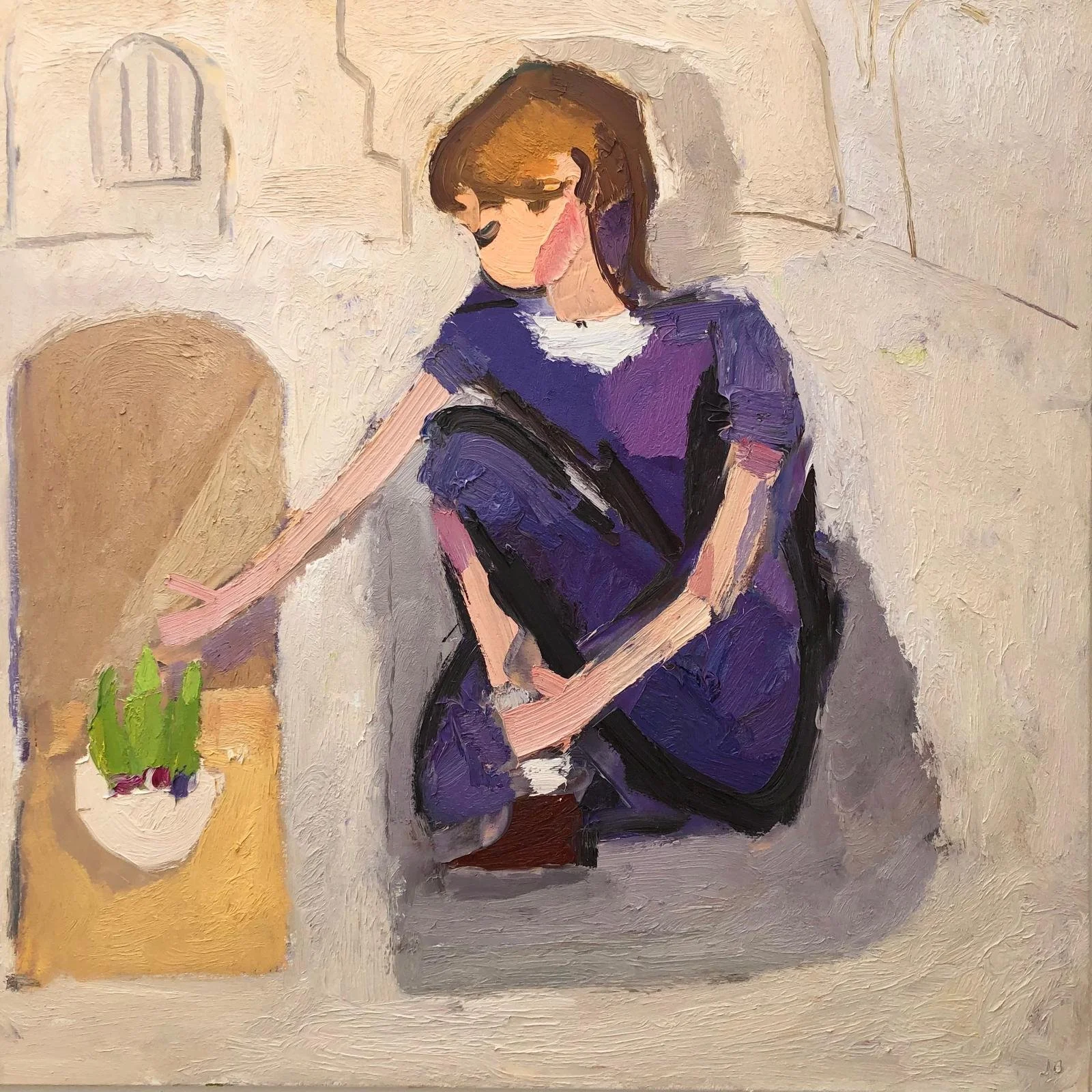 Evie at Mellstock Church. 43 x 45. Oil on canvas. POA