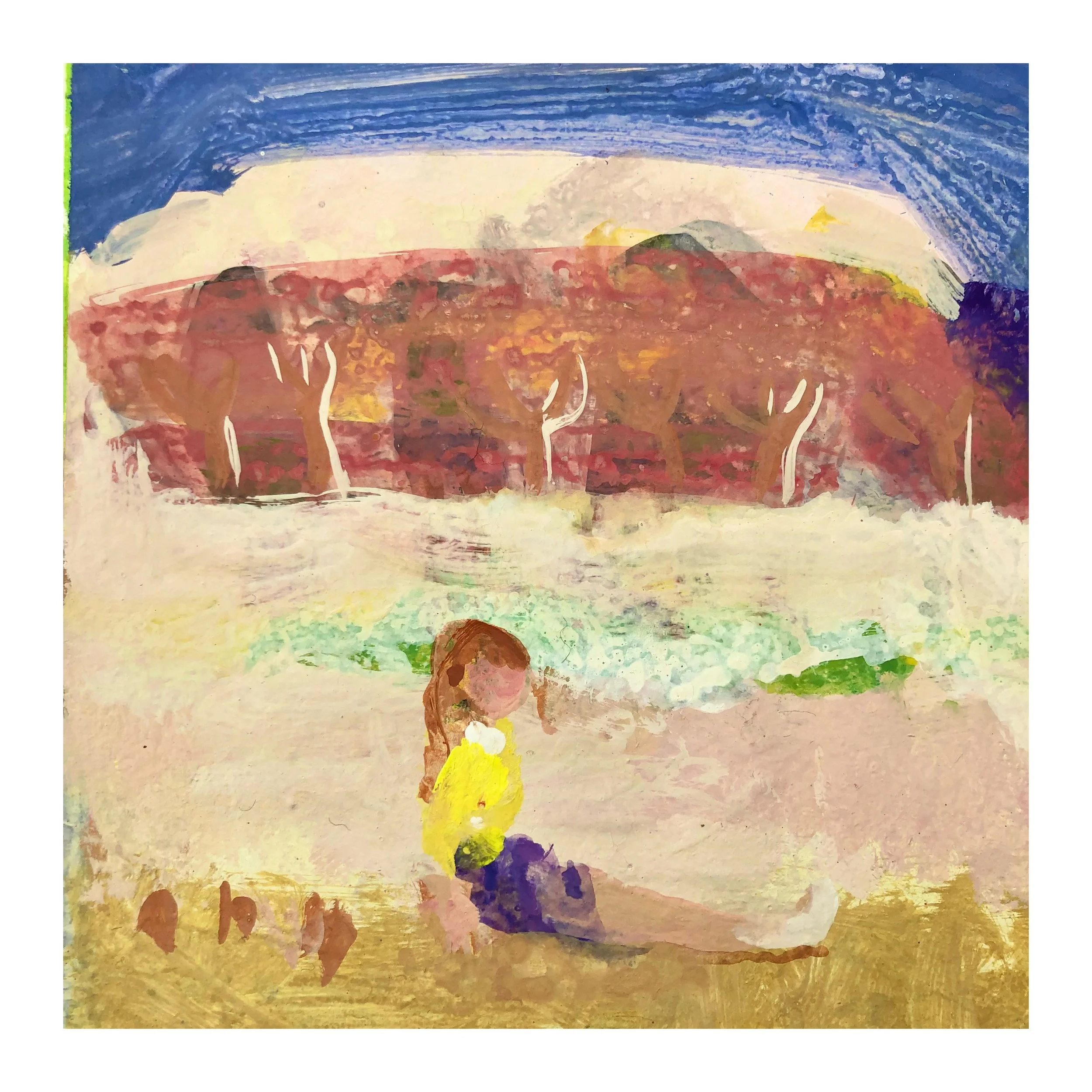 Hilltop settlor. Gouache on paper, 20 x 22 cm, £800