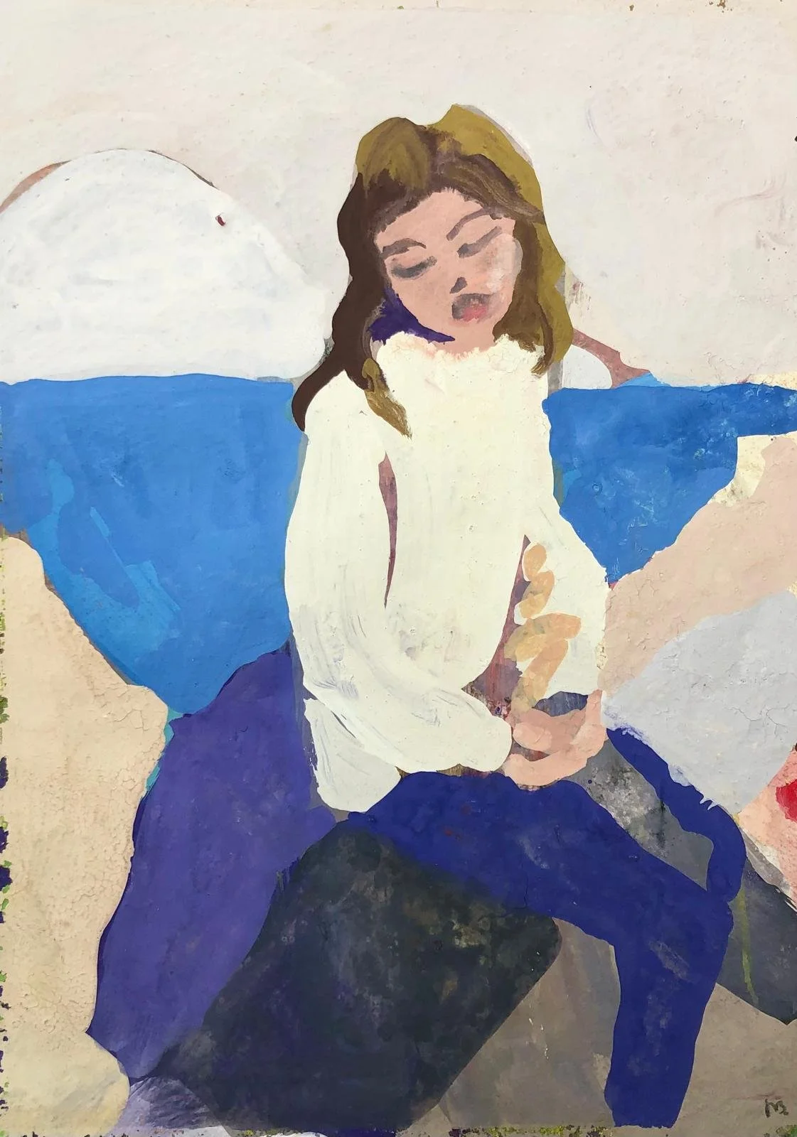 Seated figure, Bowleaze Cove. Gouache on paper, 25 x 18 cm, £800