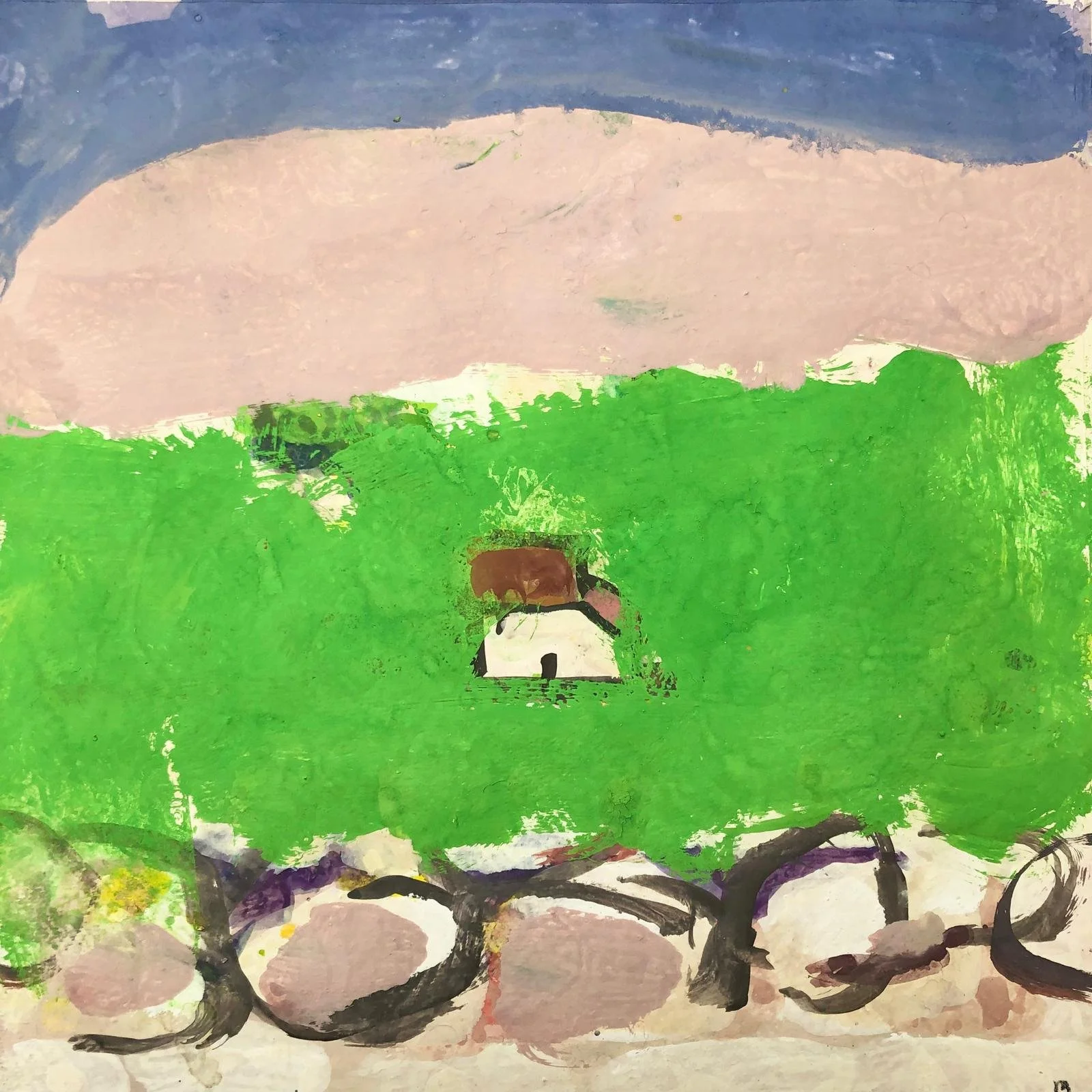 Purbeck landscape, Langton Matravers. Gouache on paper, 28 x 28 cm, £950