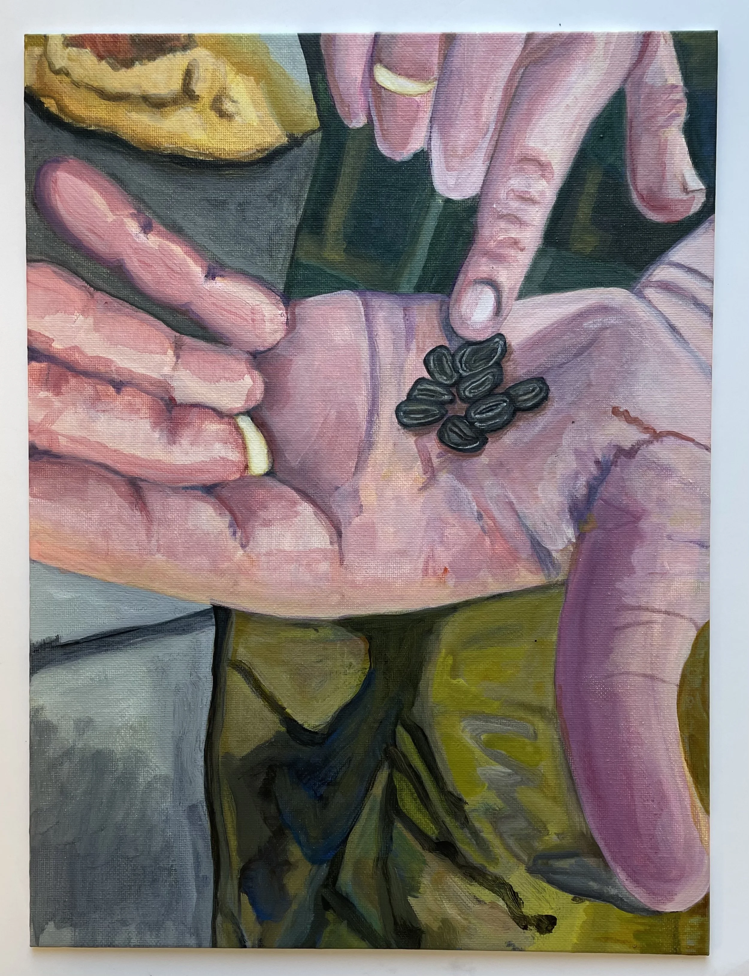 Farm hand with seeds
 Acrylic on canvas board 
12" x 16"
2026
