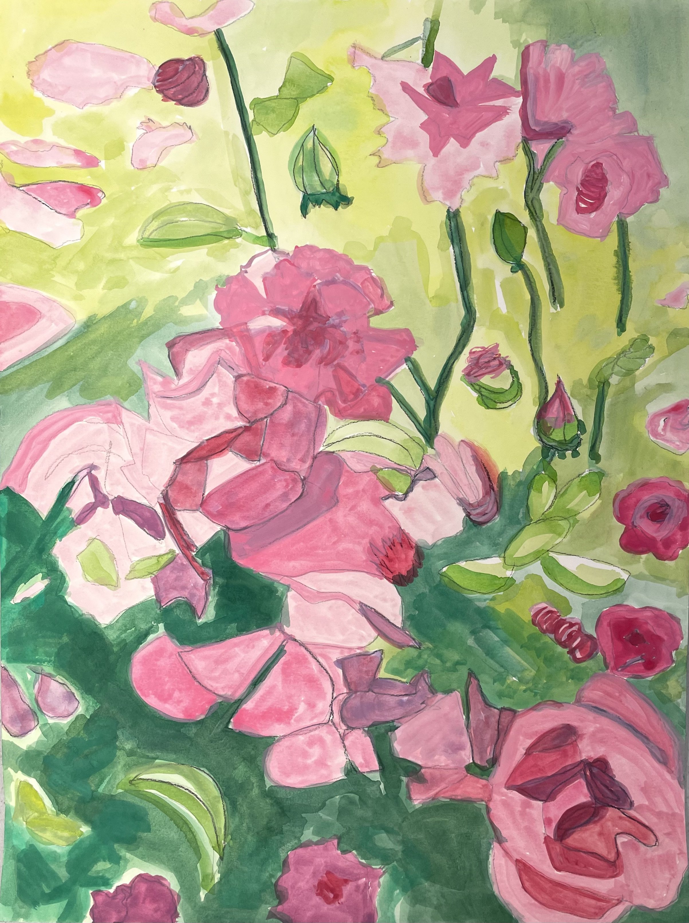 Roses in winter
 Gouache on paper 
18" x 24"
2024