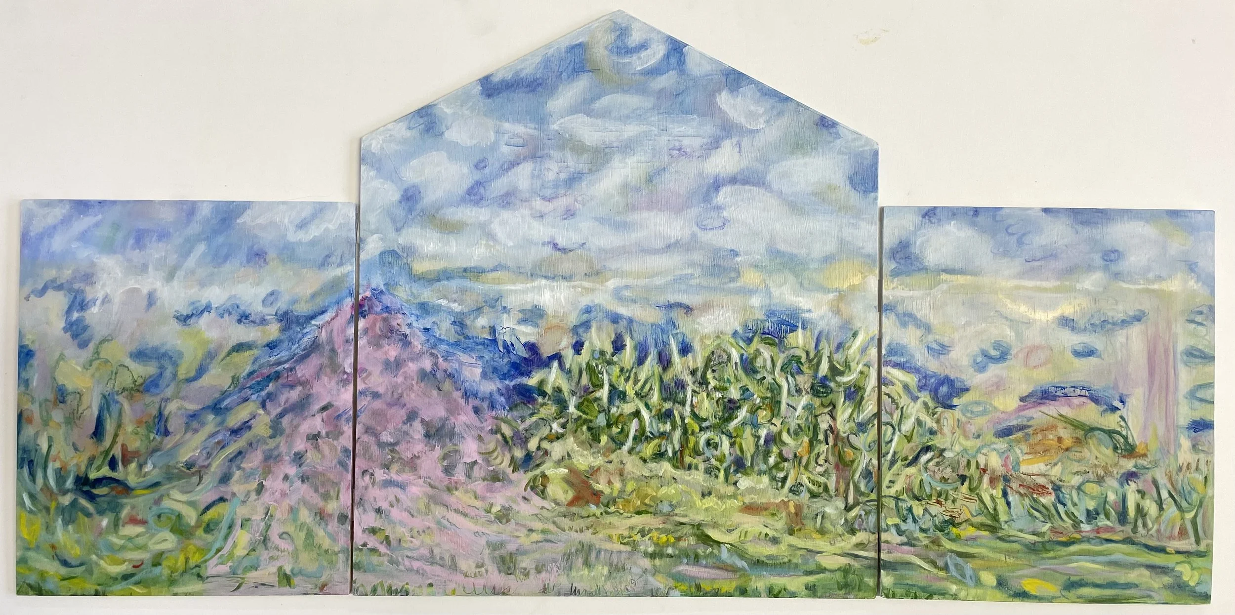 Gaia
 Oil on wood 
40" x 20" triptych
2025