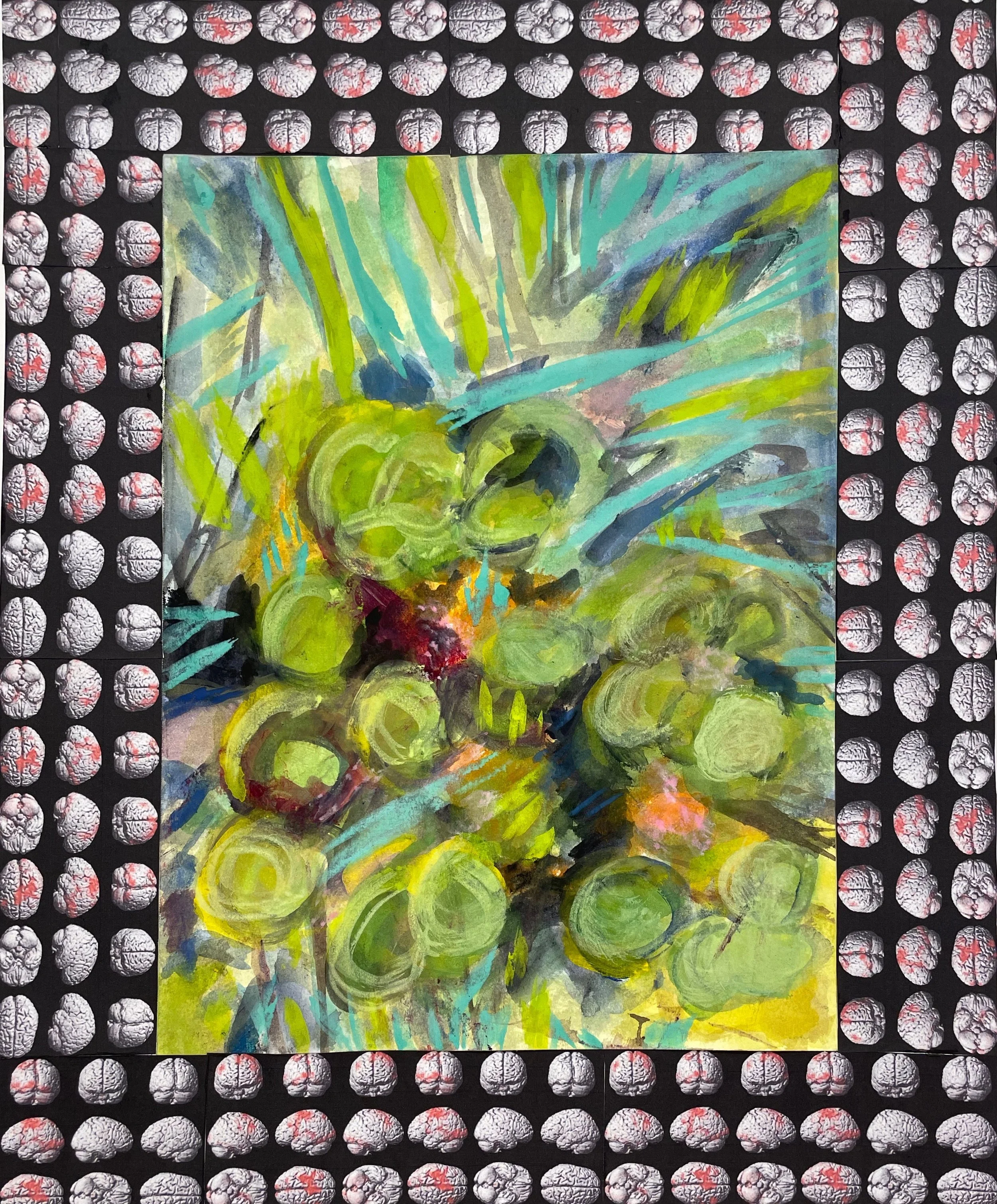 Your Brain on Grass
 Gouache, pencil, MRIs 
14" x 17"
2023