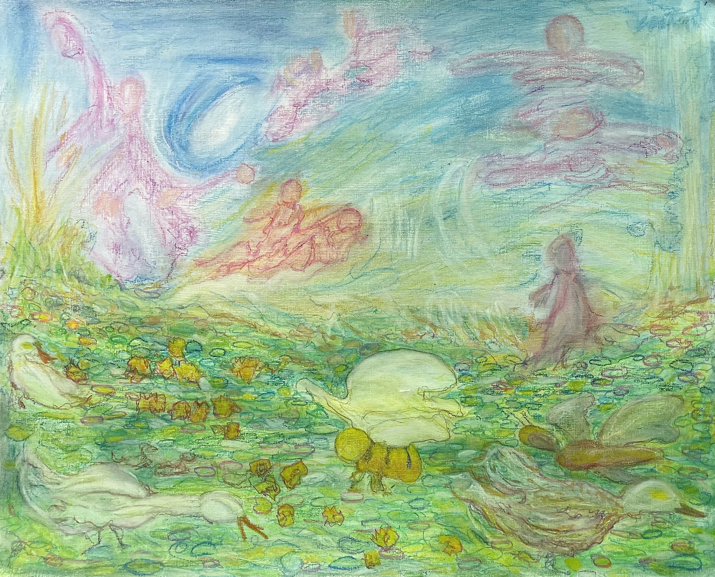My beeliefs
 Oil and pastel on paper 
20" x 16"
2025