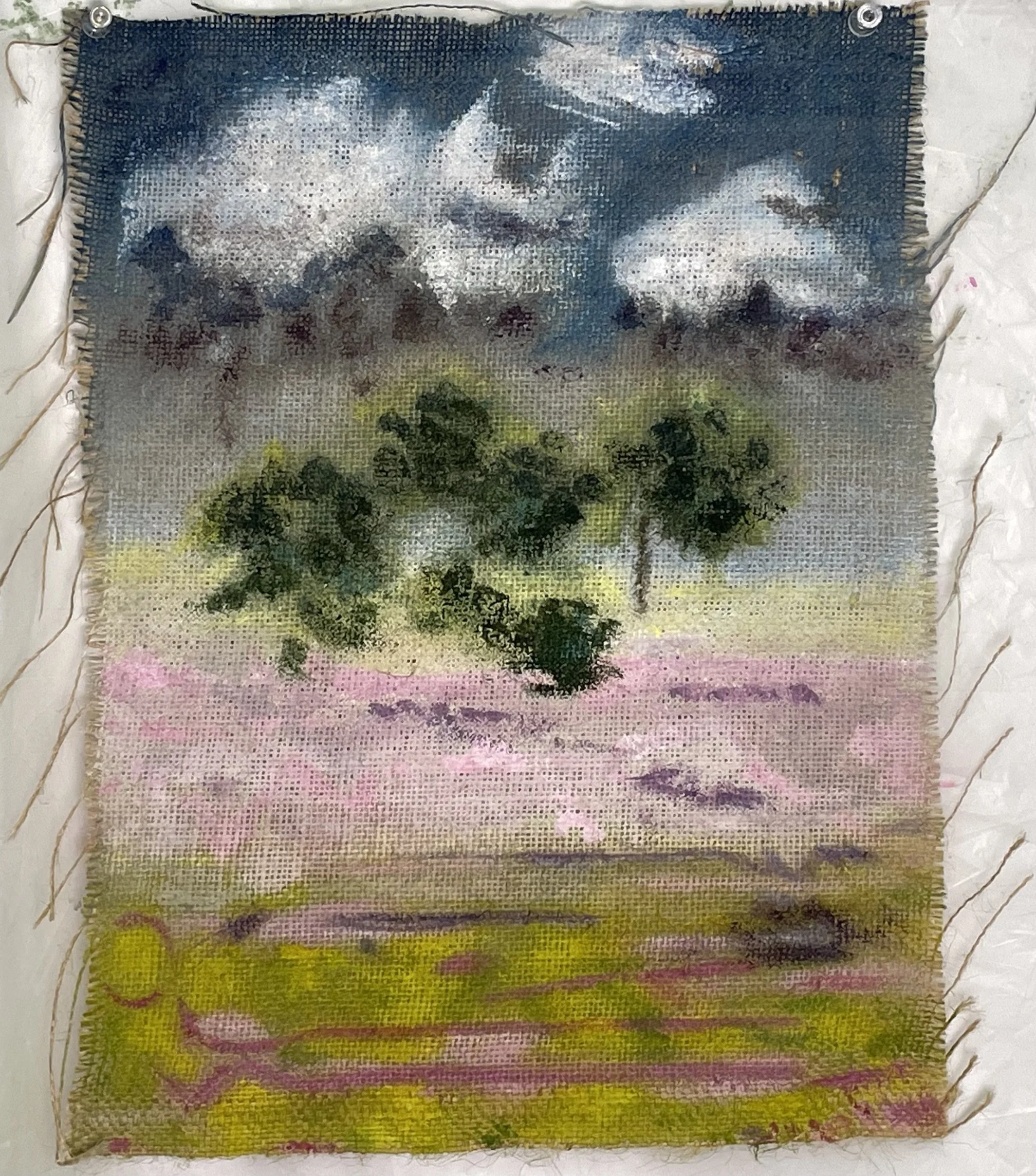 where
 Acrylic on burlap 
10" x 14"
2026