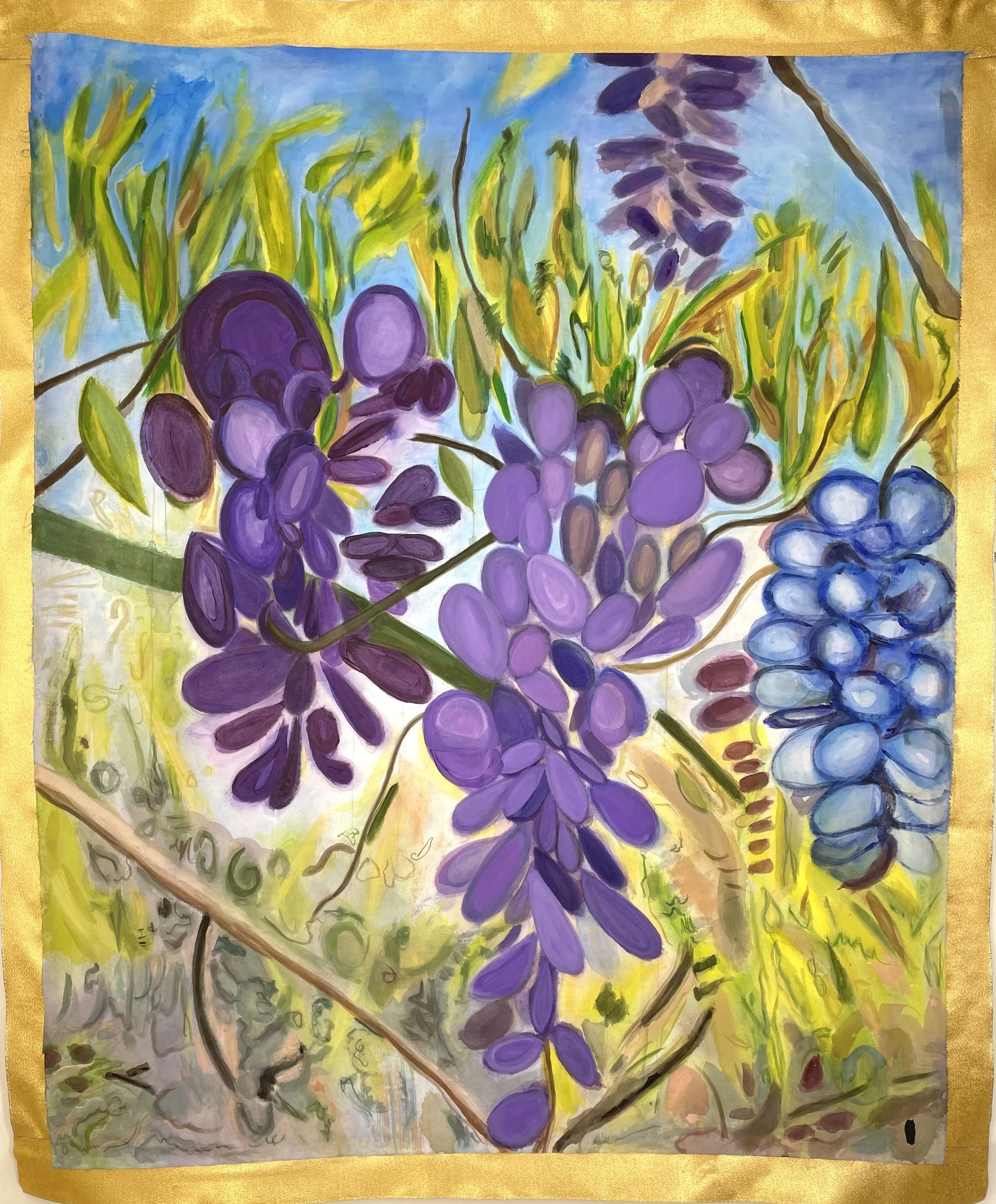 A plant you know
 Acrylic on cotton with gold ribbon 
41" x 49"
2026
